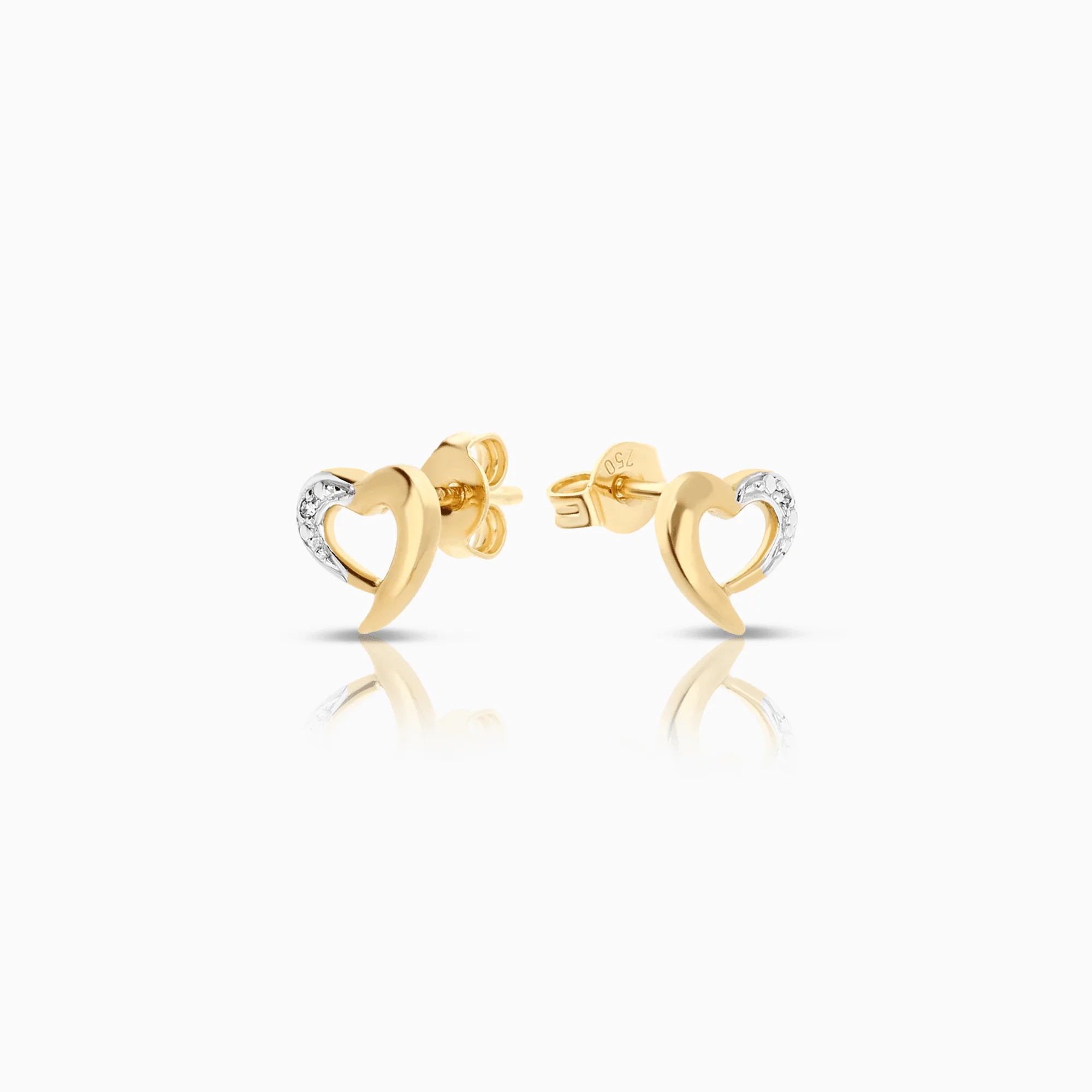 Diamond earrings hearts 0.01ct 18K gold - Image 2