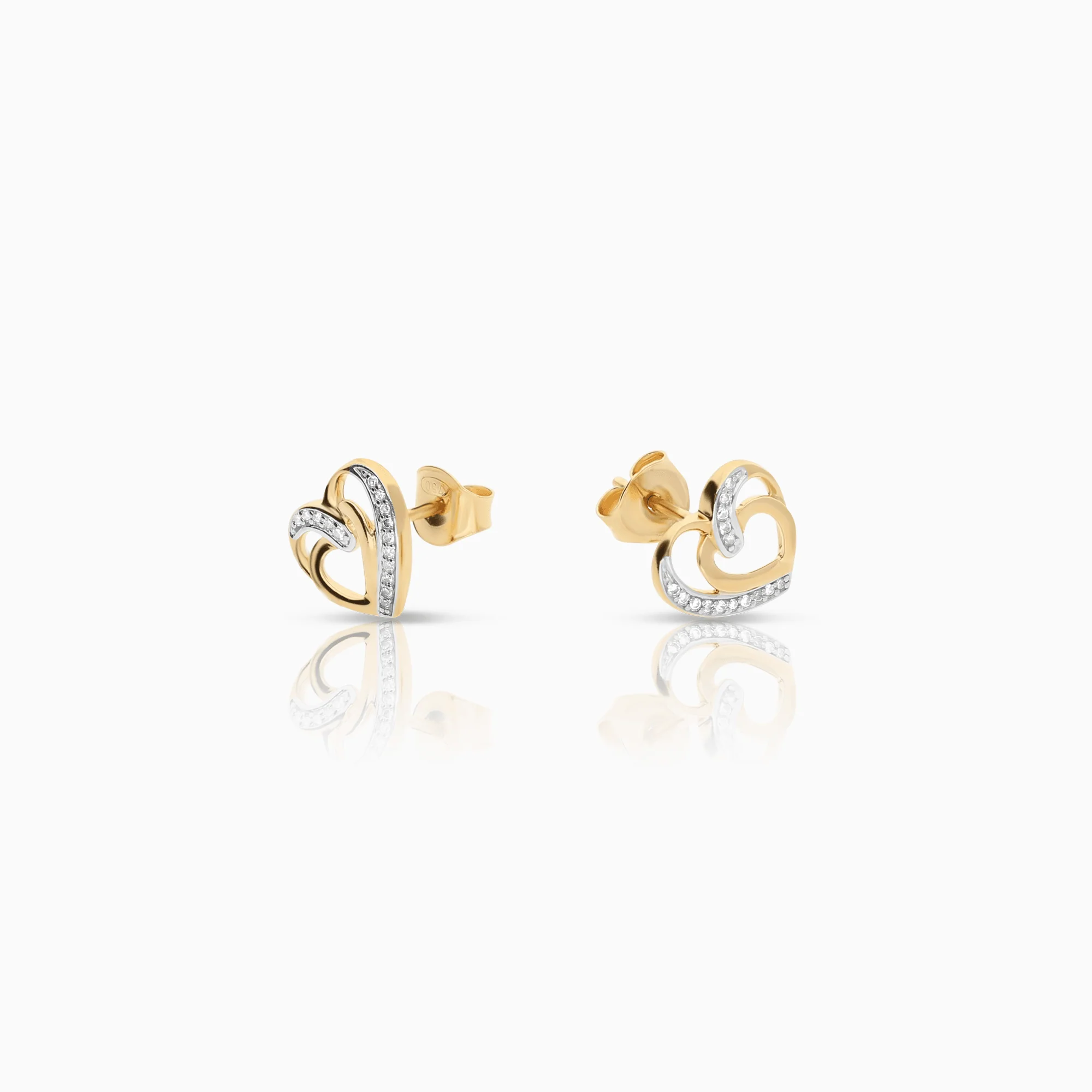 Diamond heart earrings 0.10ct 18K gold - Image 2