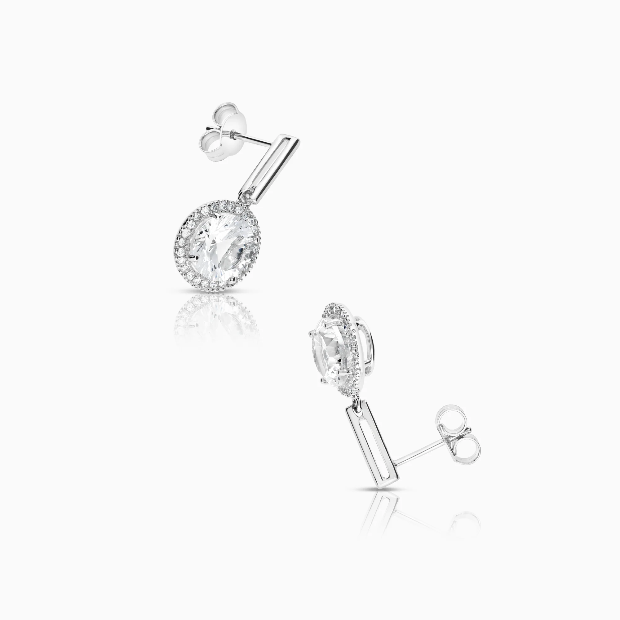 Diamond earrings with gemstones 0.28ct 18K white gold - Image 2
