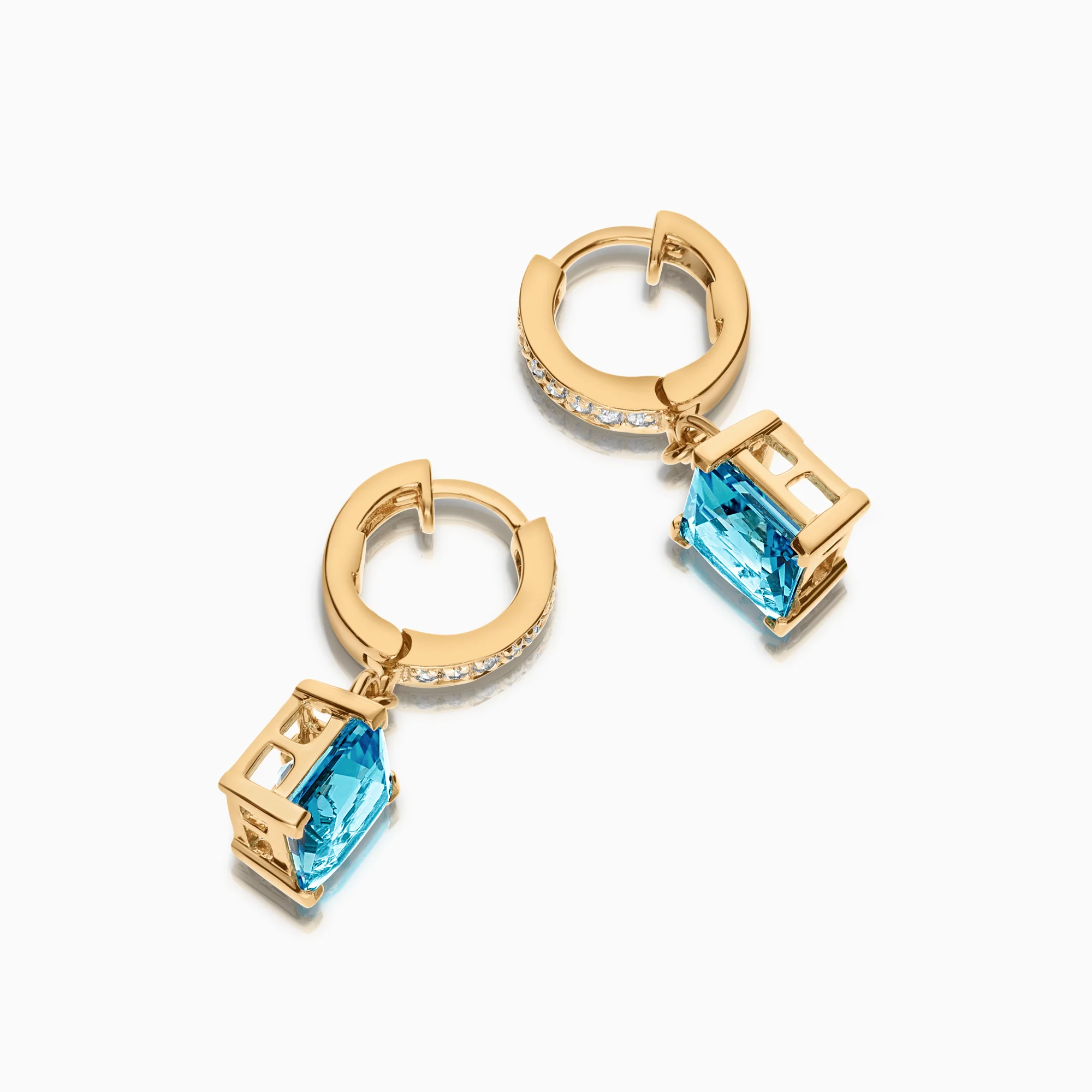 Diamond earrings with blue cubic 0.09ct 18K gold - Image 2