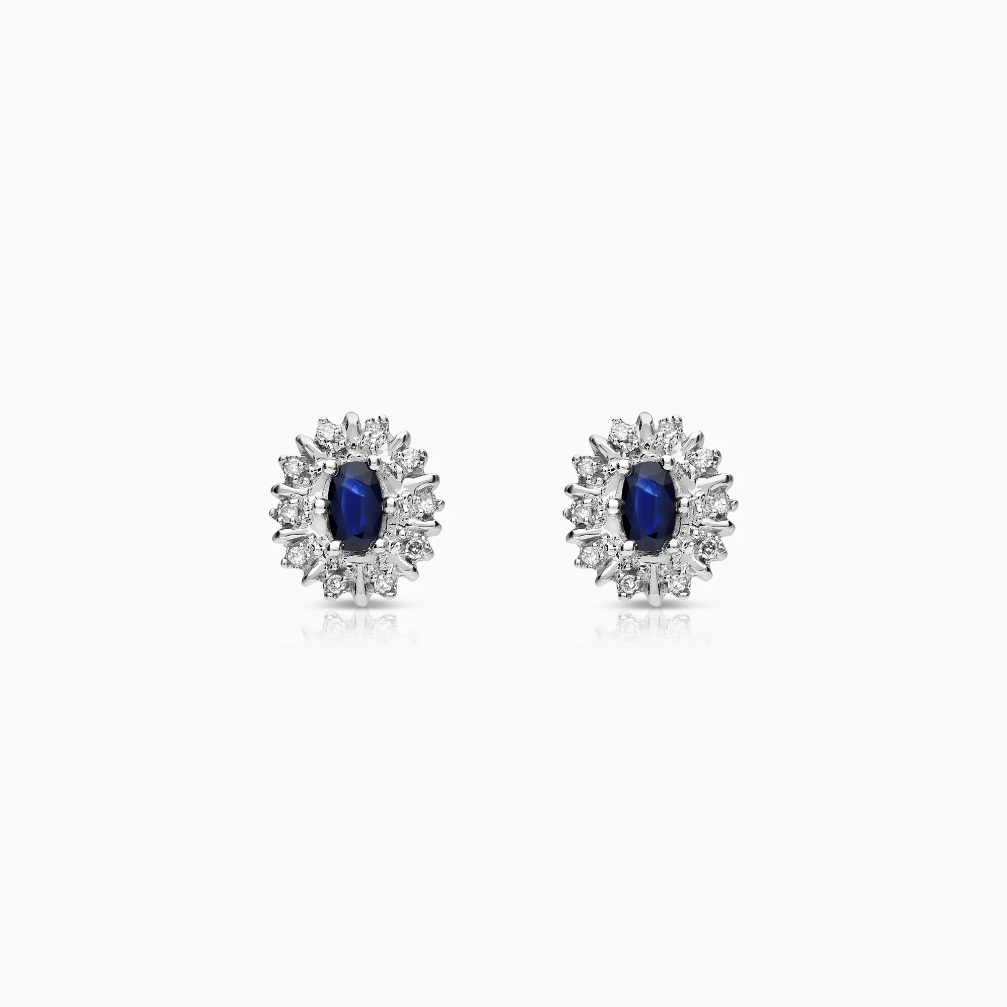 Diamond earrings with blue sapphires 0.10ct 18K white gold