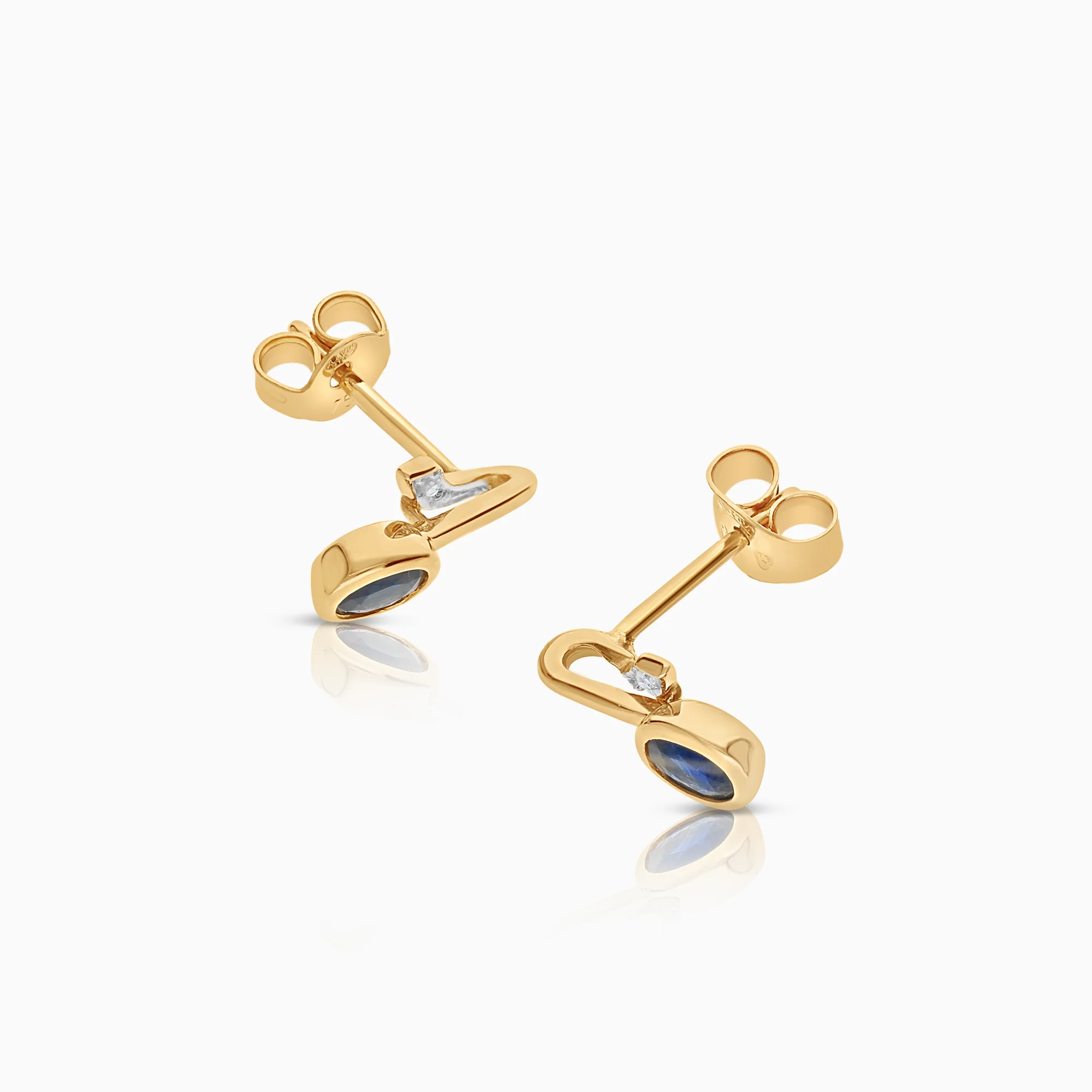 Diamond earrings with sapphires 0.03ct 18K gold - Image 2