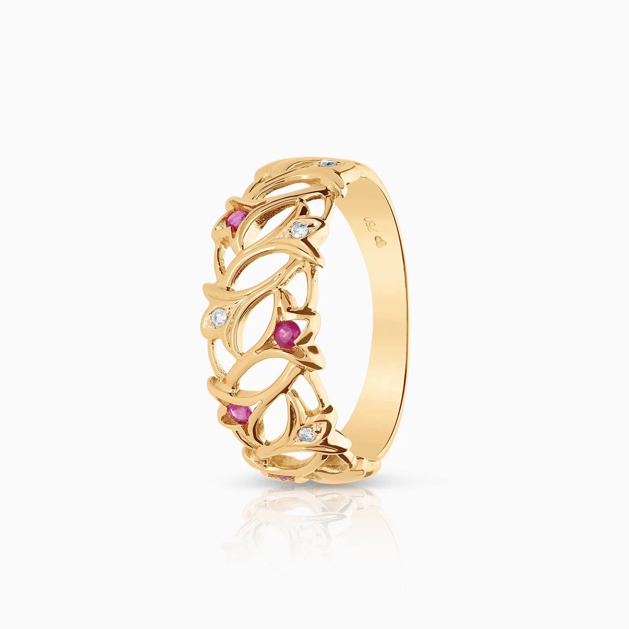 Diamond ring rubies 0.04ct 18K gold