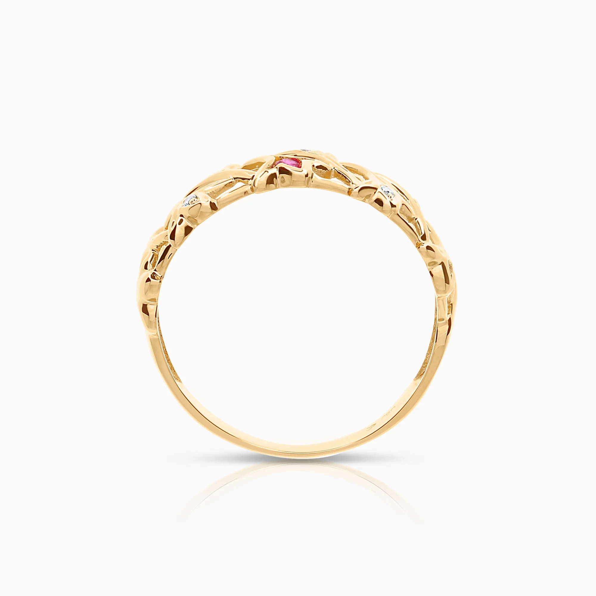 Diamond ring rubies 0.04ct 18K gold - Image 2
