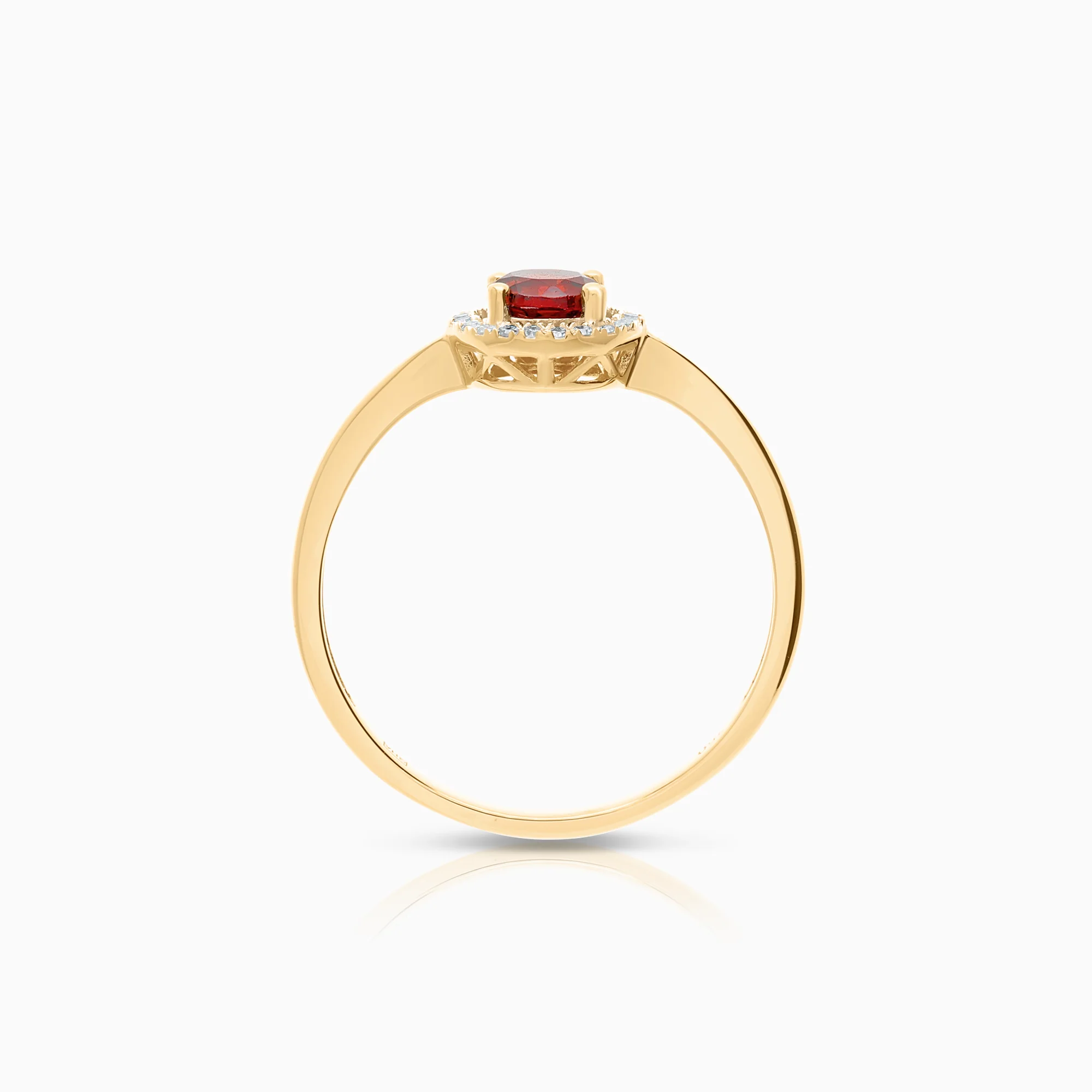 Diamond ring with garnet 0.06ct 18K gold - Image 2
