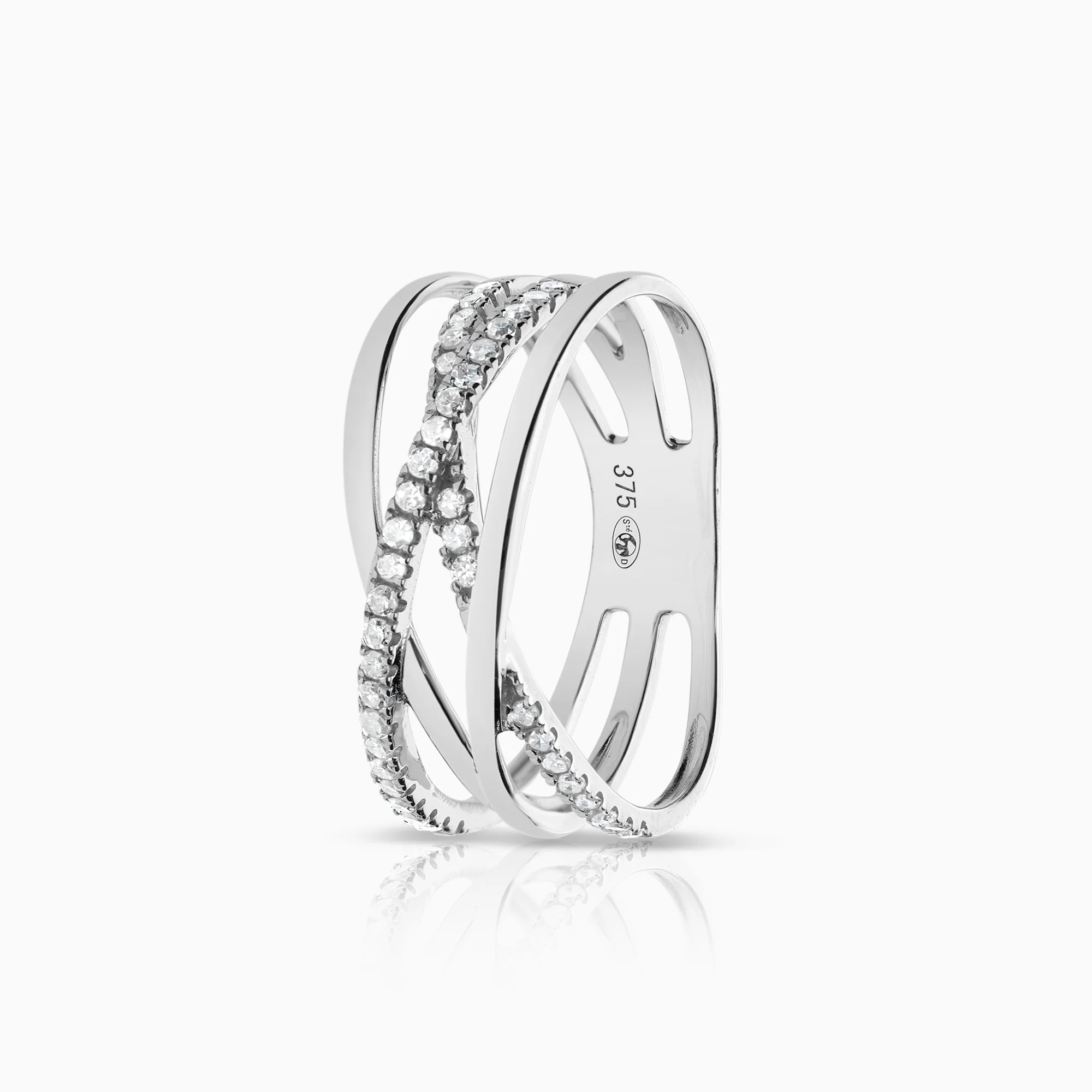 Diamond ring 0.14ct 9K white gold