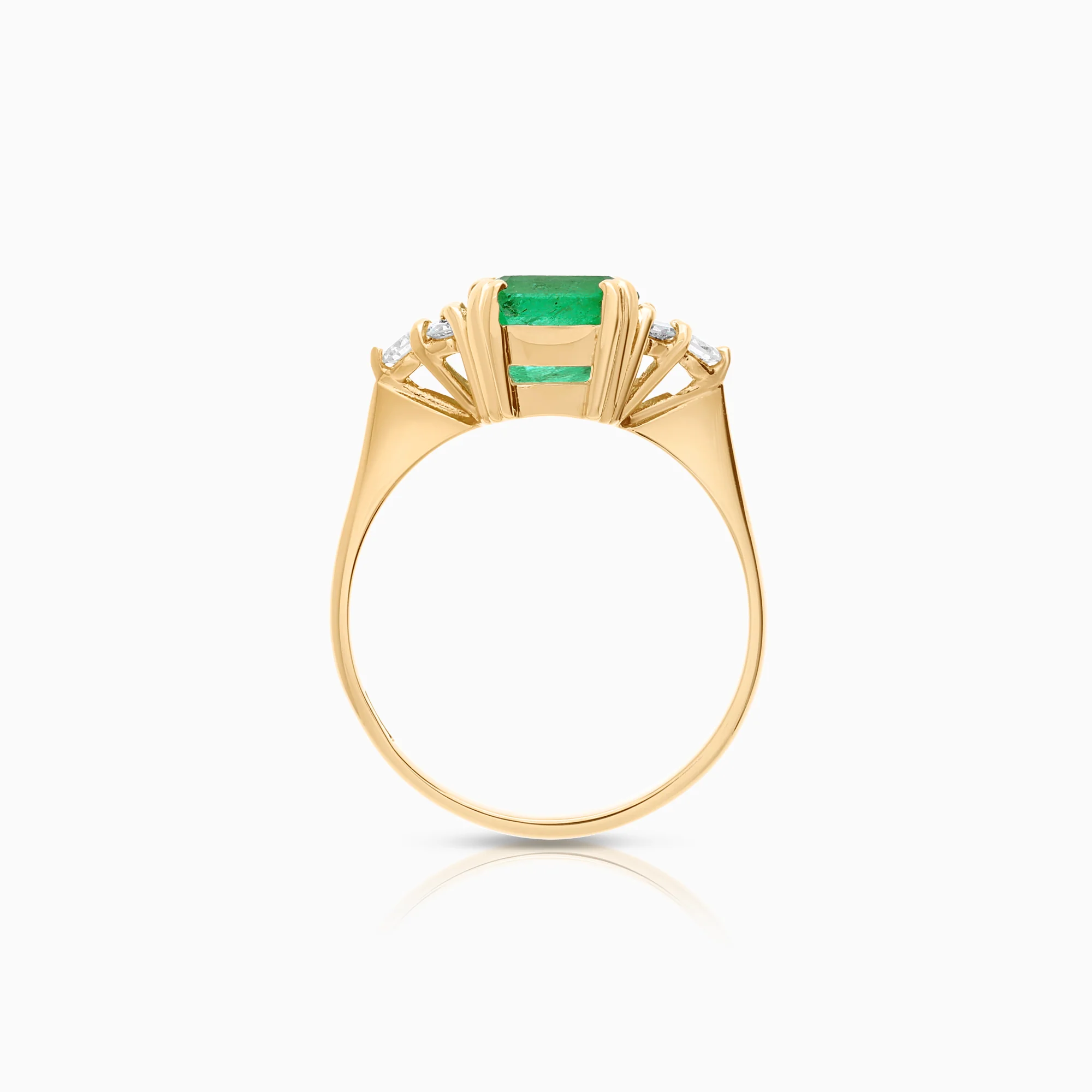 Diamond ring with emerald 0.18ct 18K gold - Image 2