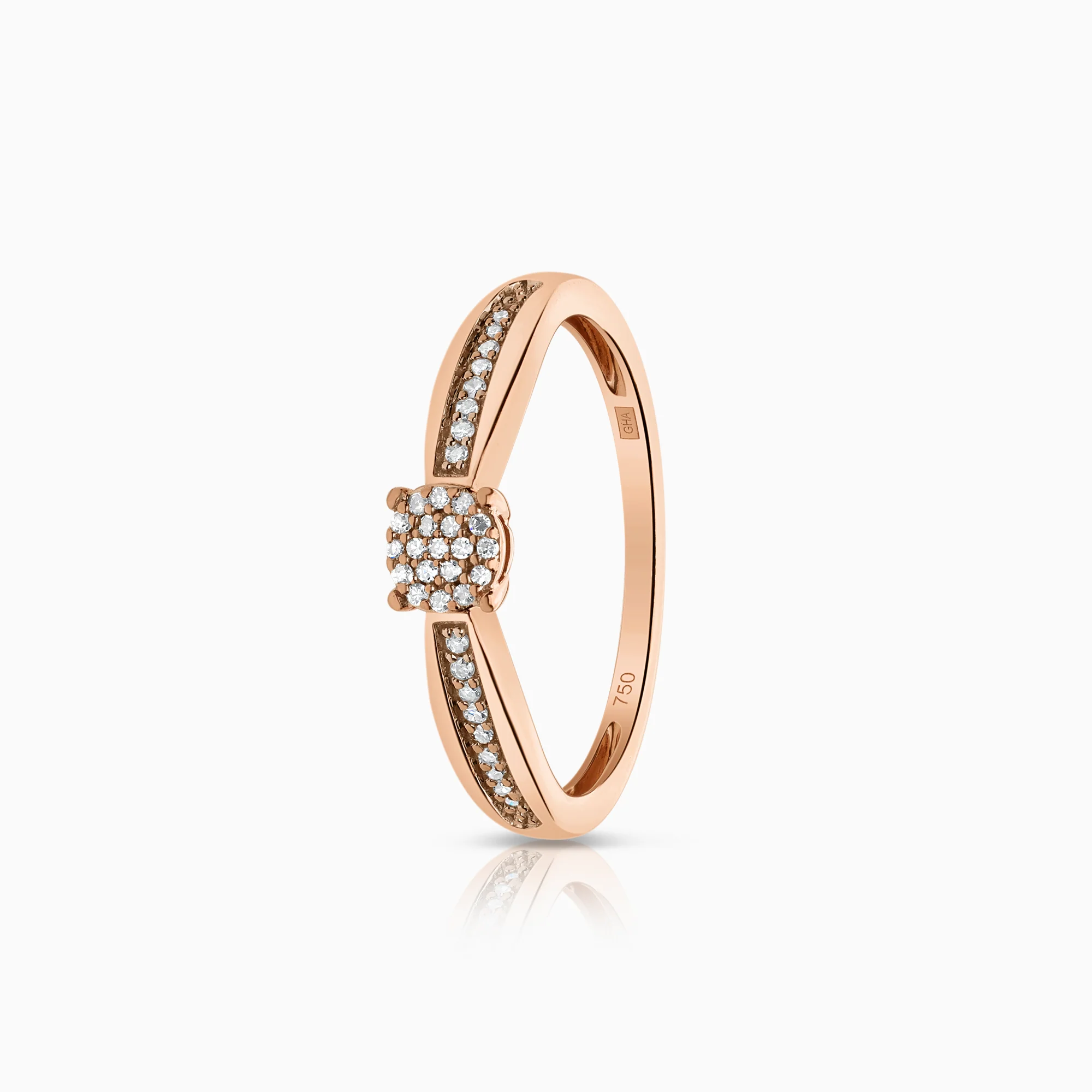 Diamond ring 0.18ct 18K rose gold