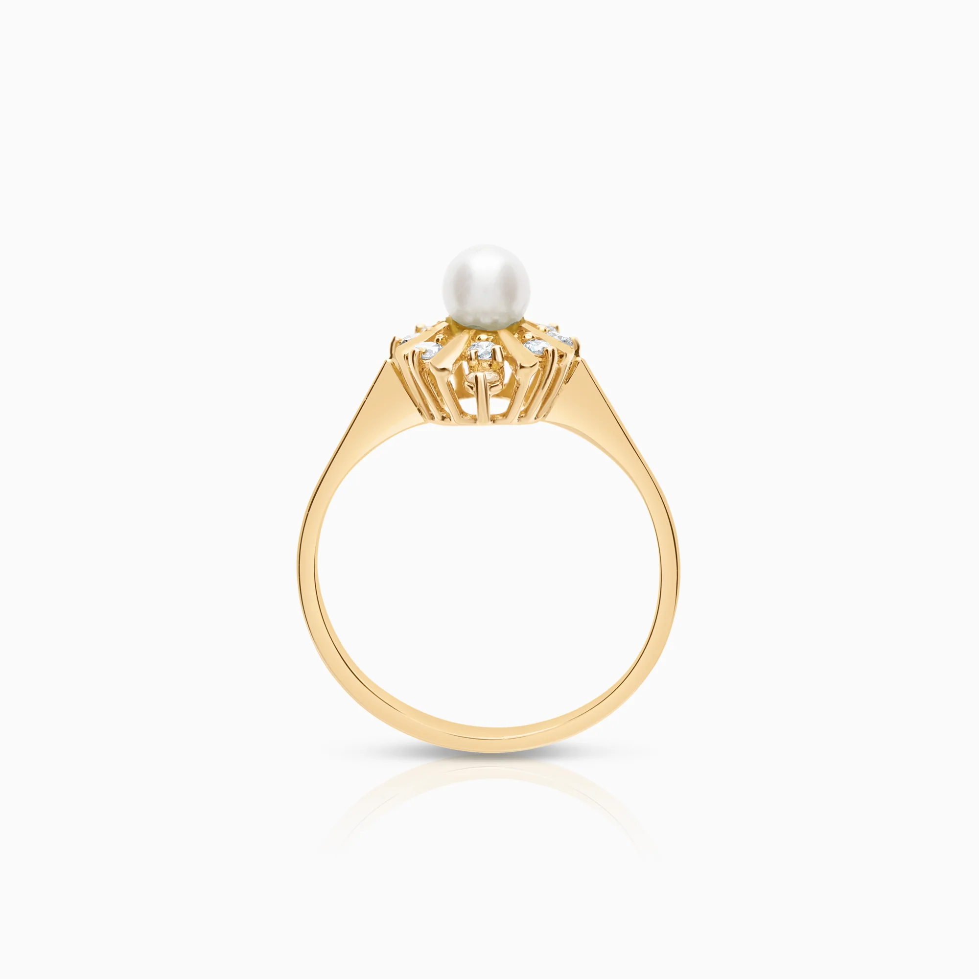 Diamond ring 0.18ct with cultured saltwater pearl 18K gold - Image 2