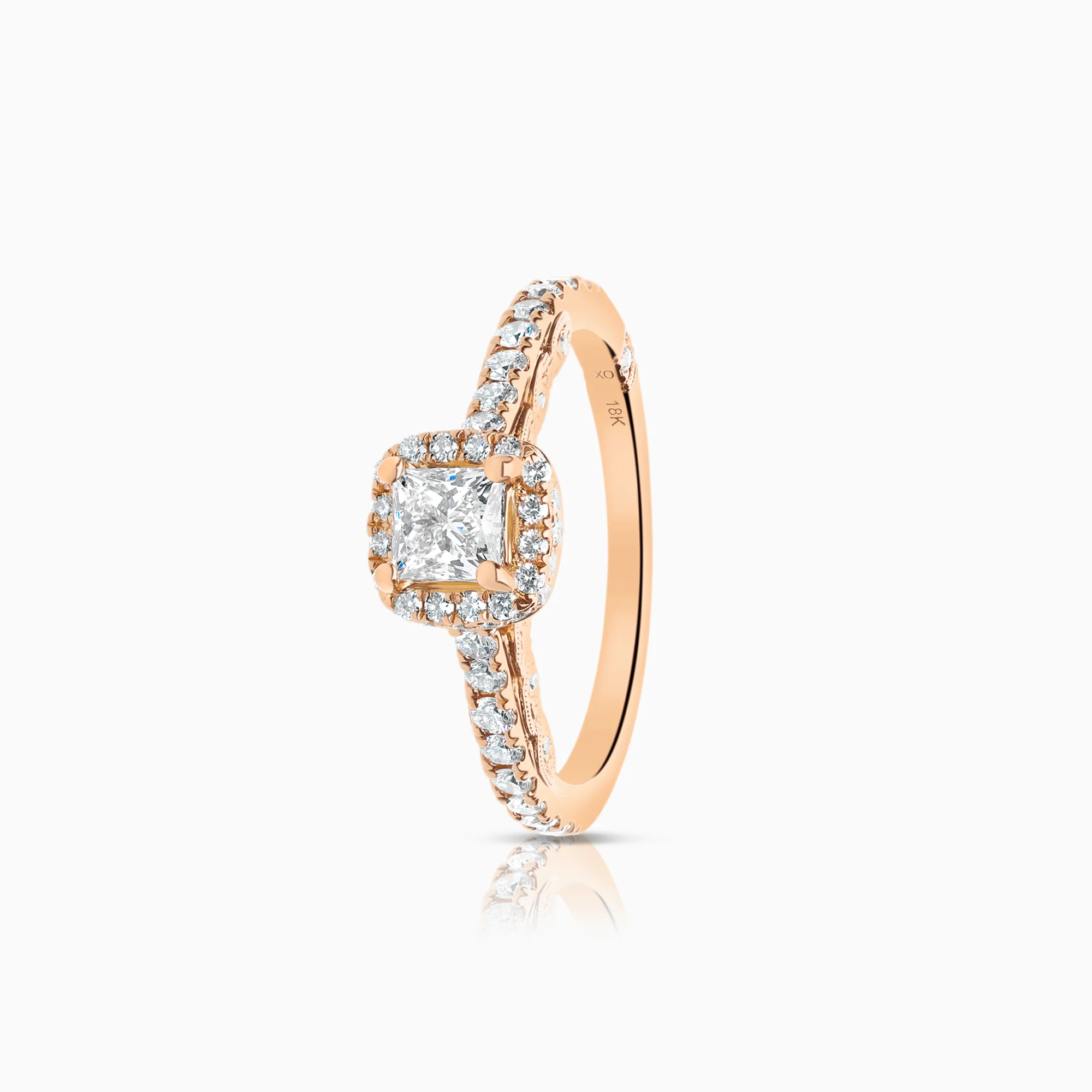 Diamond ring 1.23ct 18K rose gold