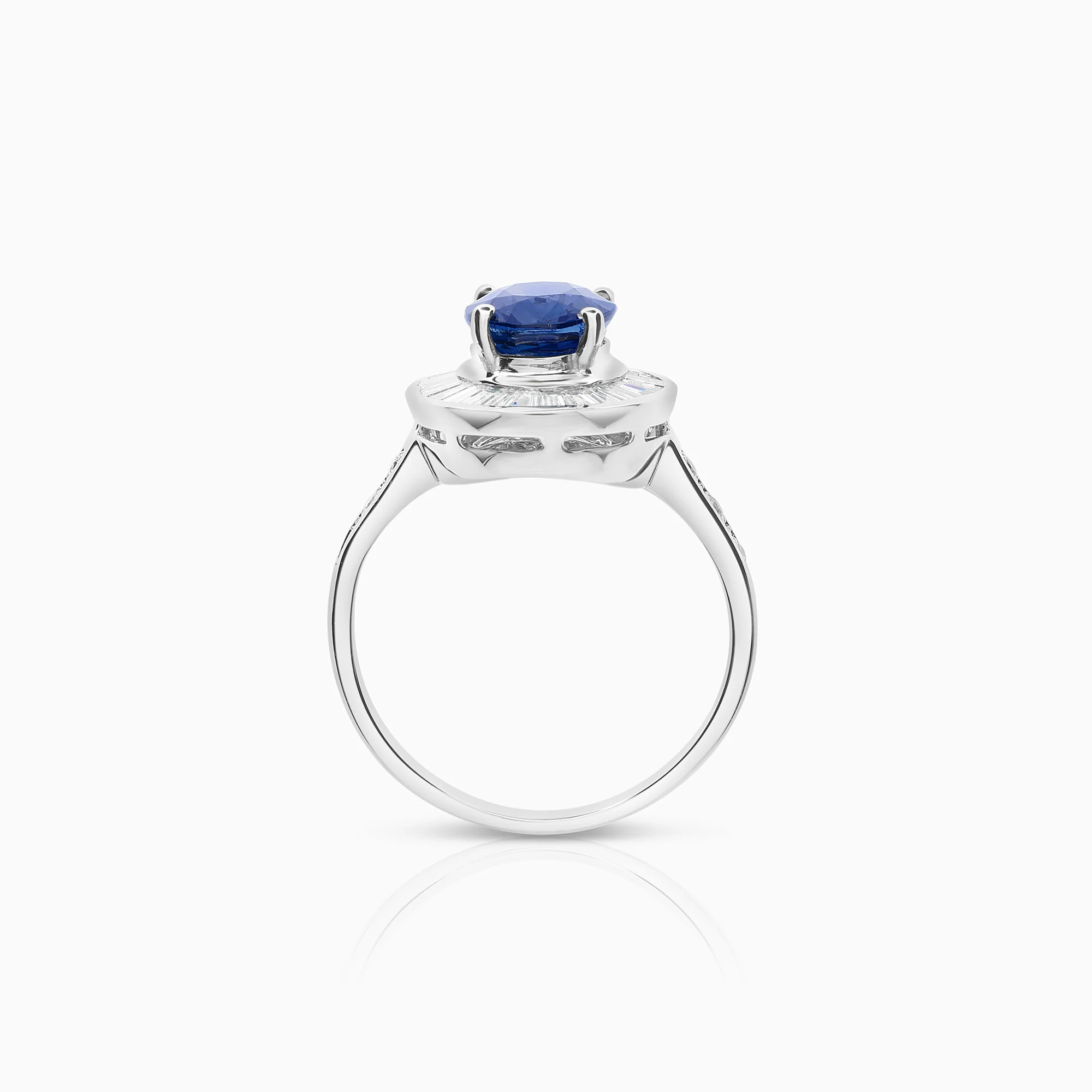 Diamond ring with sapphires 0.60ct 18K white gold - Image 2