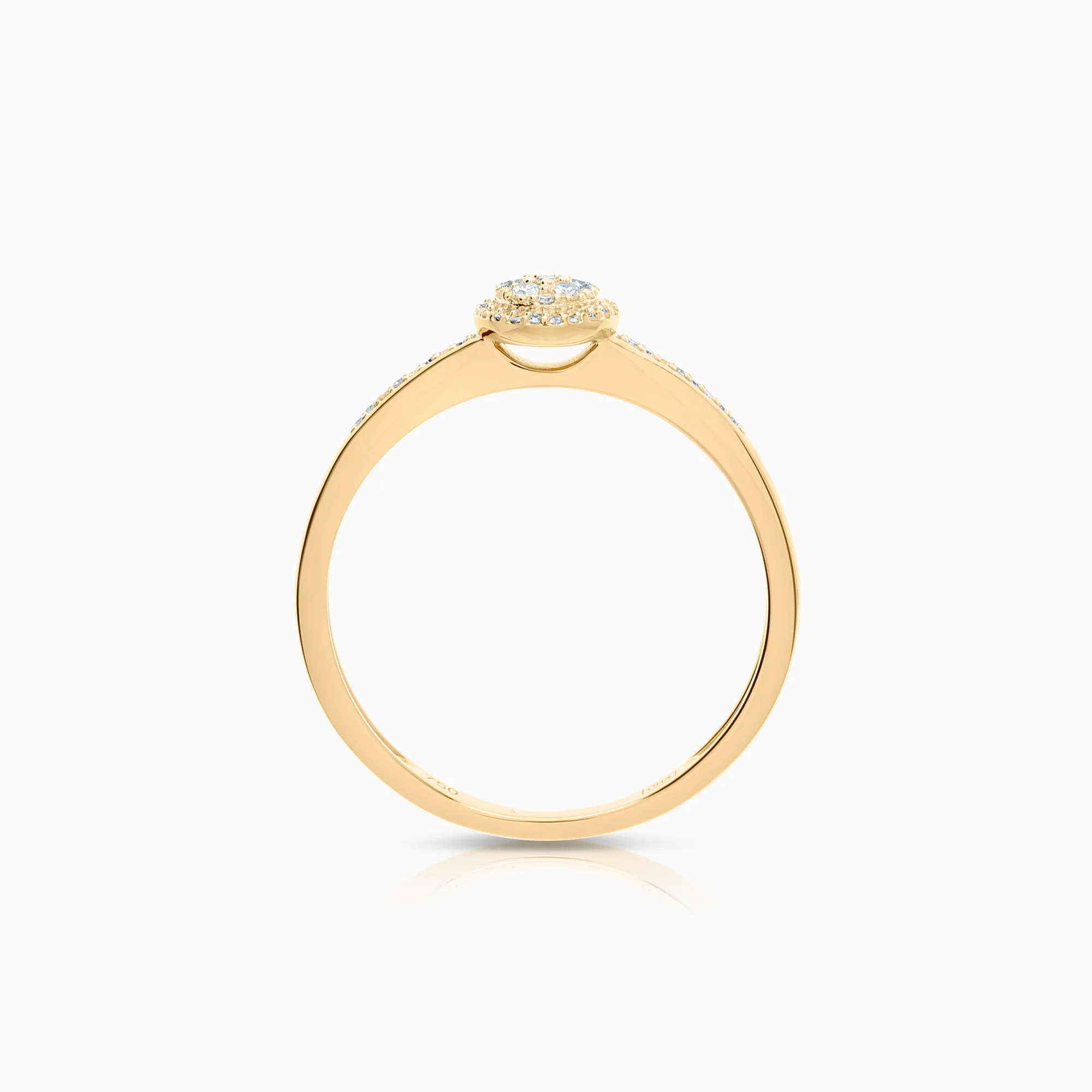Diamond ring Halo 0.21ct 18K gold - Image 2