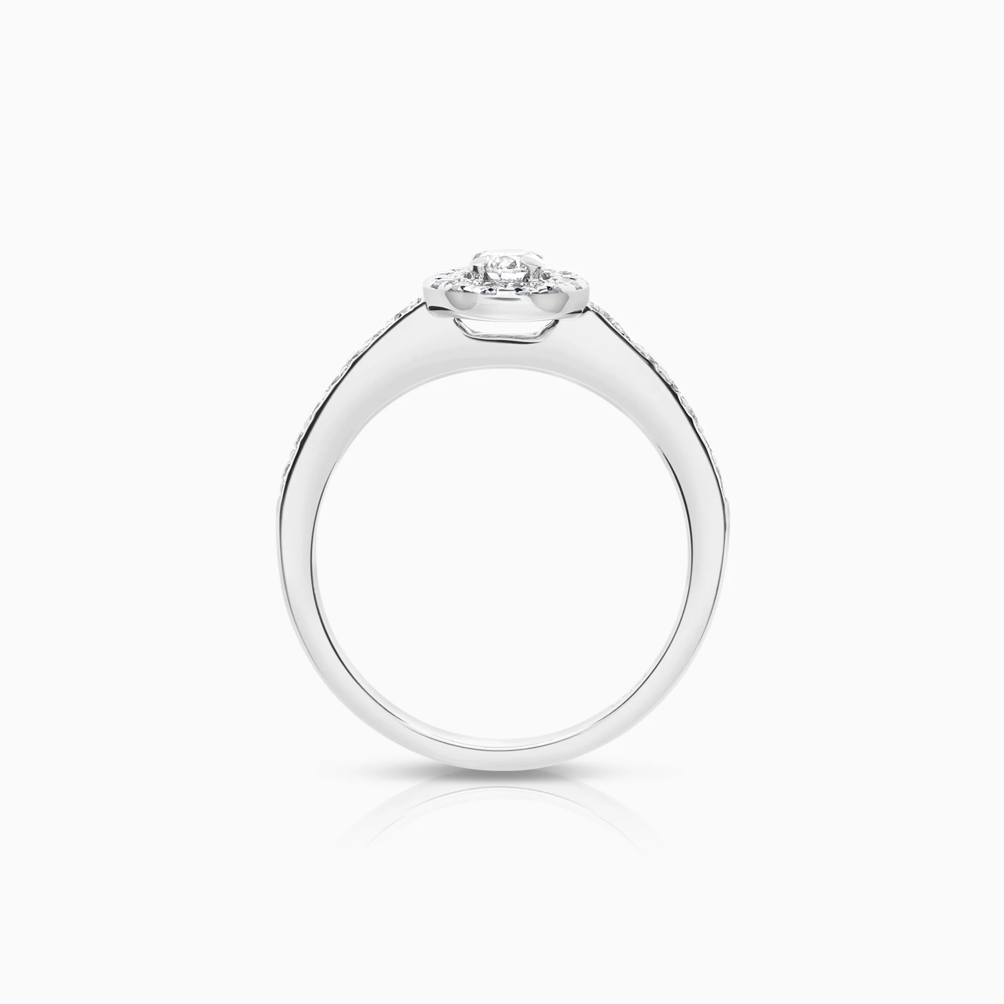 Diamond ring Halo 0.30ct 18K white gold - Image 2