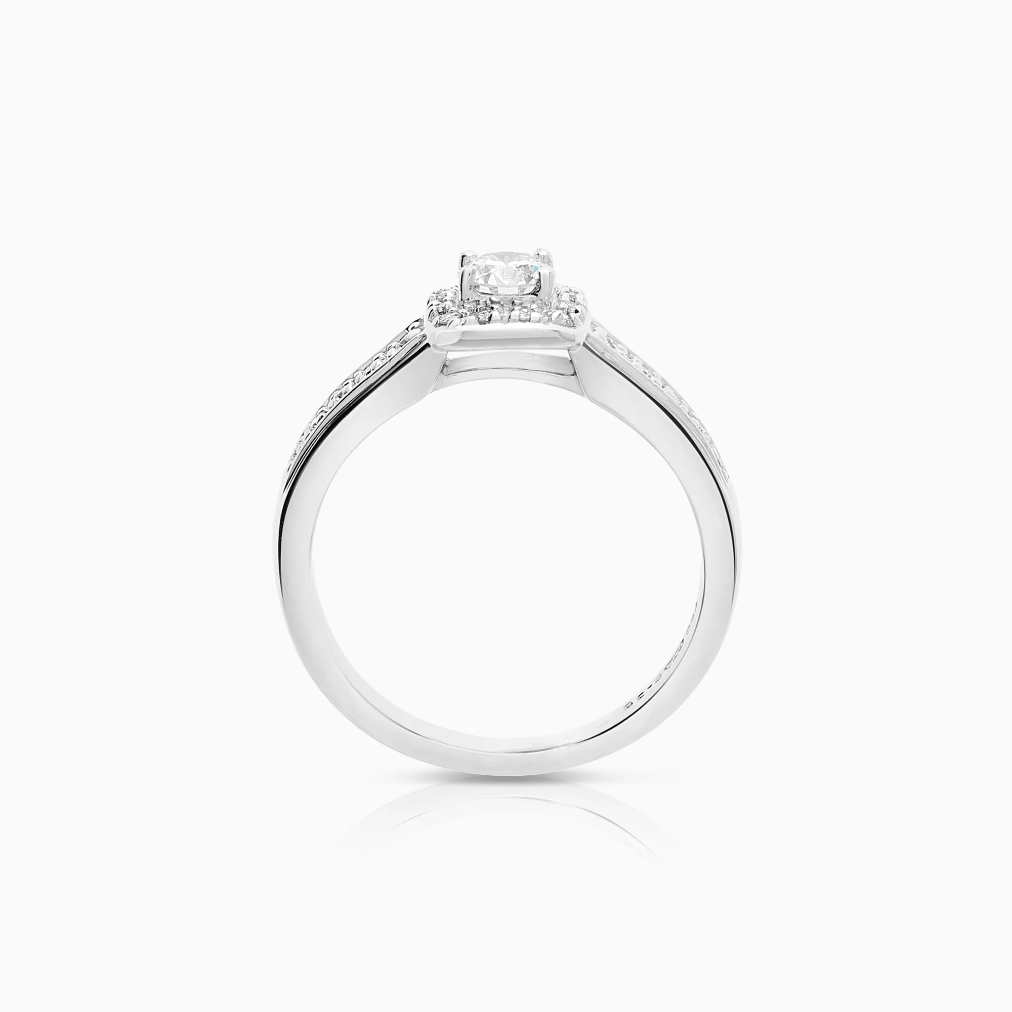 Diamond ring Halo 0.35ct 18K white gold - Image 2