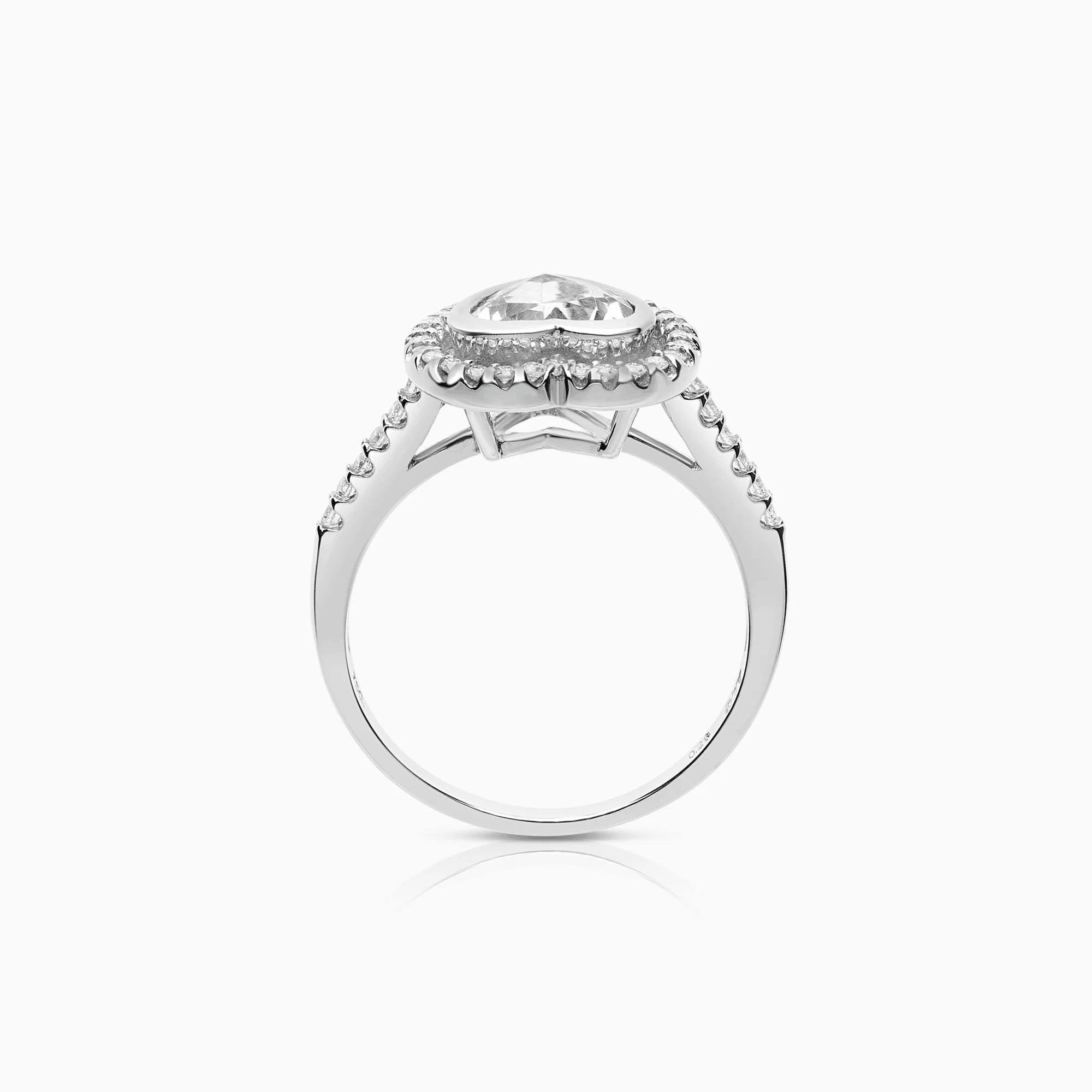 Diamond ring with a cubic as center stone 0.26ct 18K white gold - Image 2