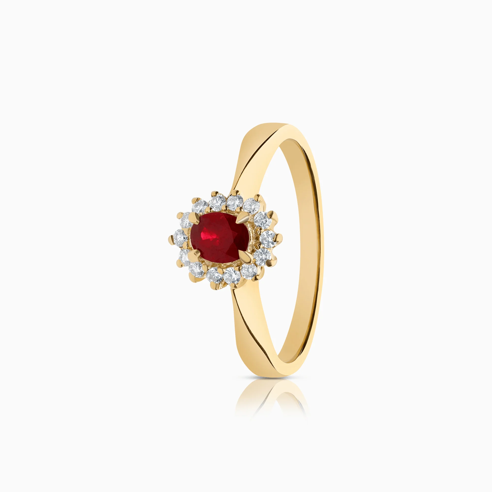 Diamond ring with red ruby 0.57ct 18K gold