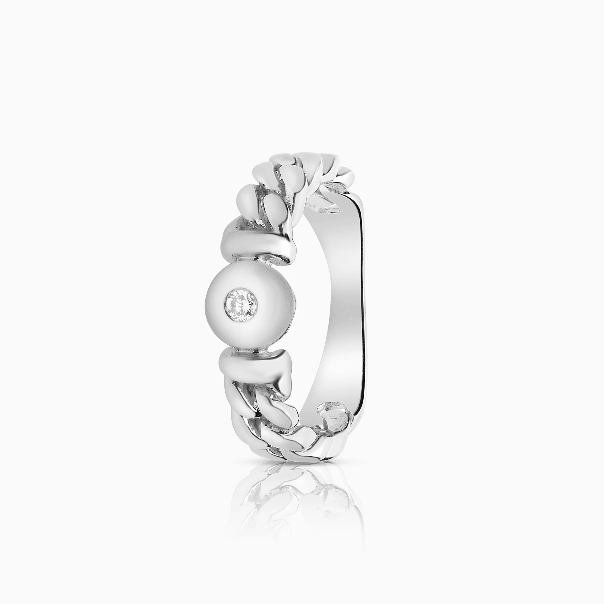 Diamond ring curb 0.05ct 18K white gold