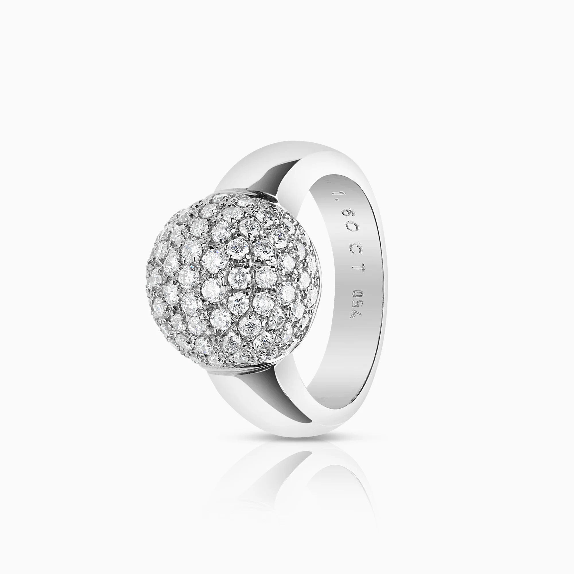 Diamond ring pavé 1.60ct 18K white gold