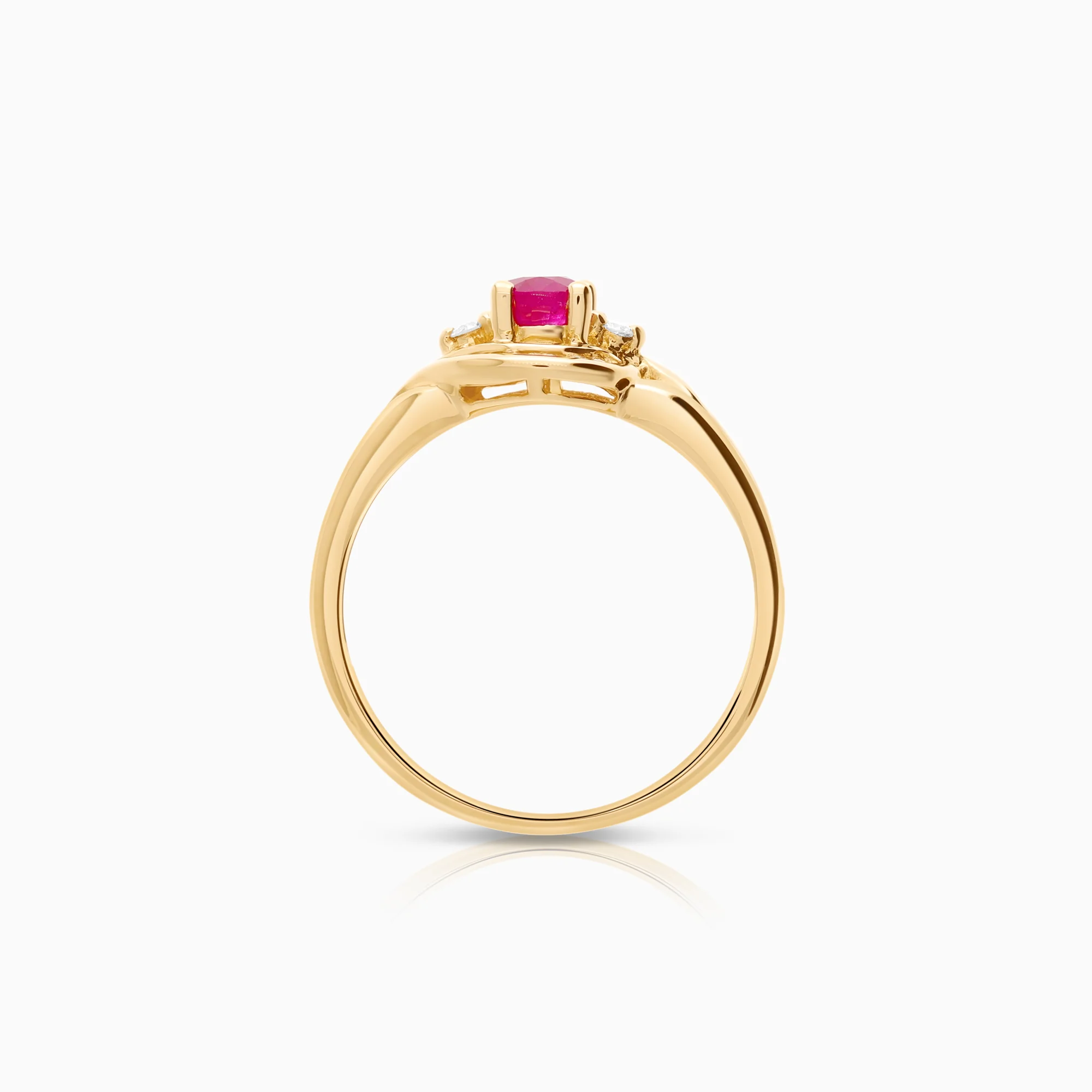 Diamond ring with ruby 0.14ct 18K gold - Image 2