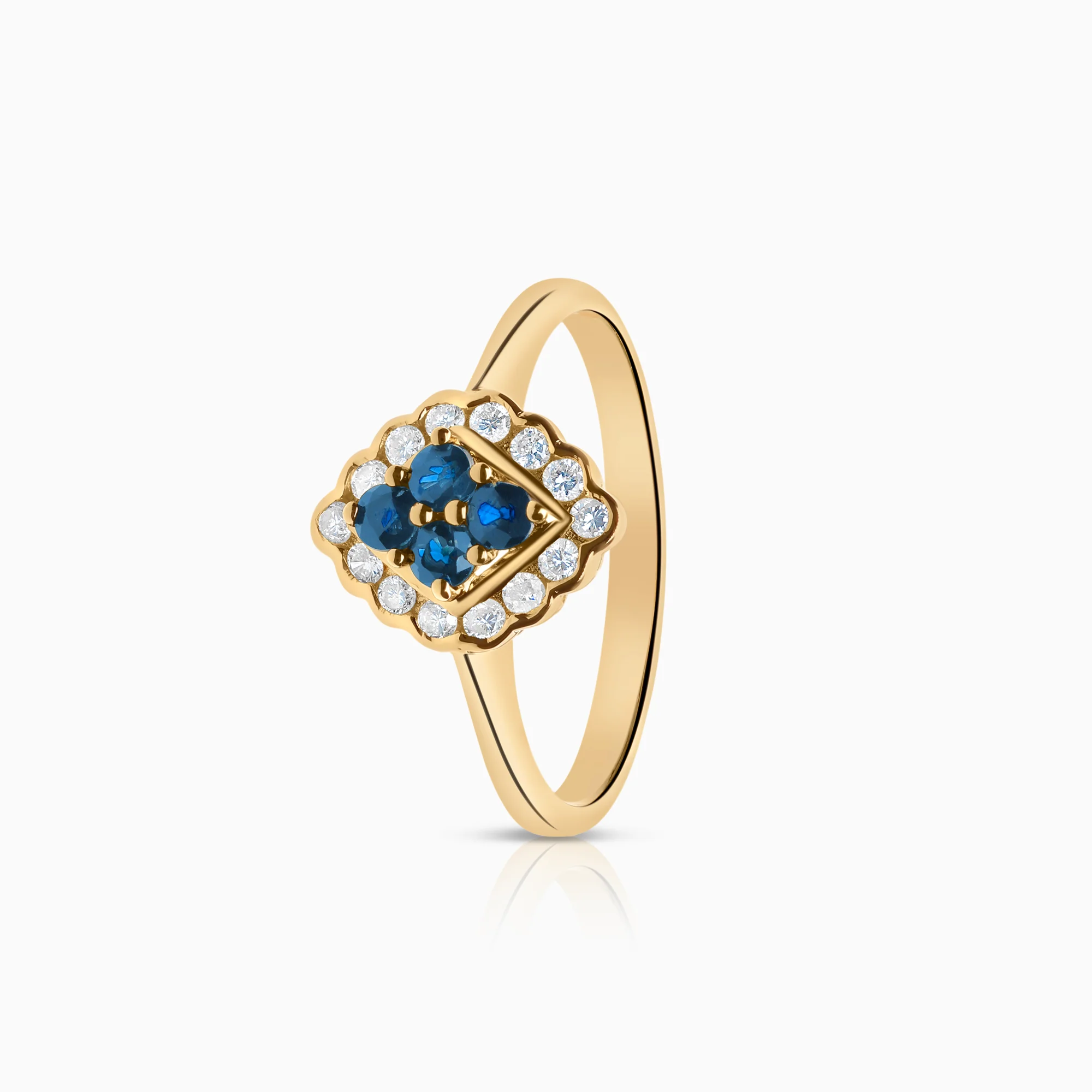 Diamond ring with sapphires 0.21ct 18K gold