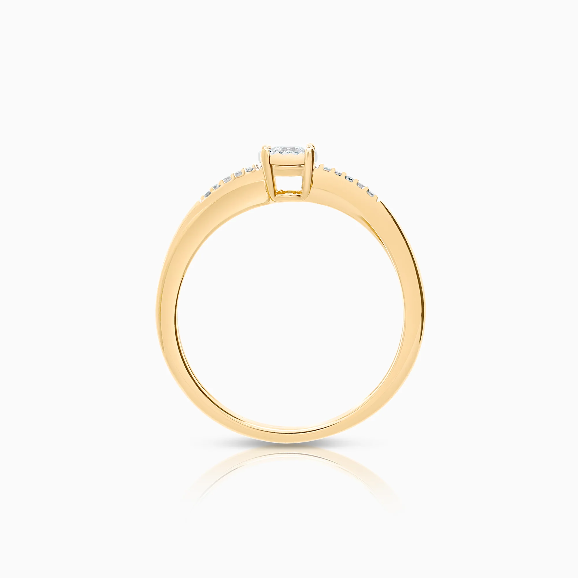 Diamond ring side-stone 0.10ct 18K gold - Image 2