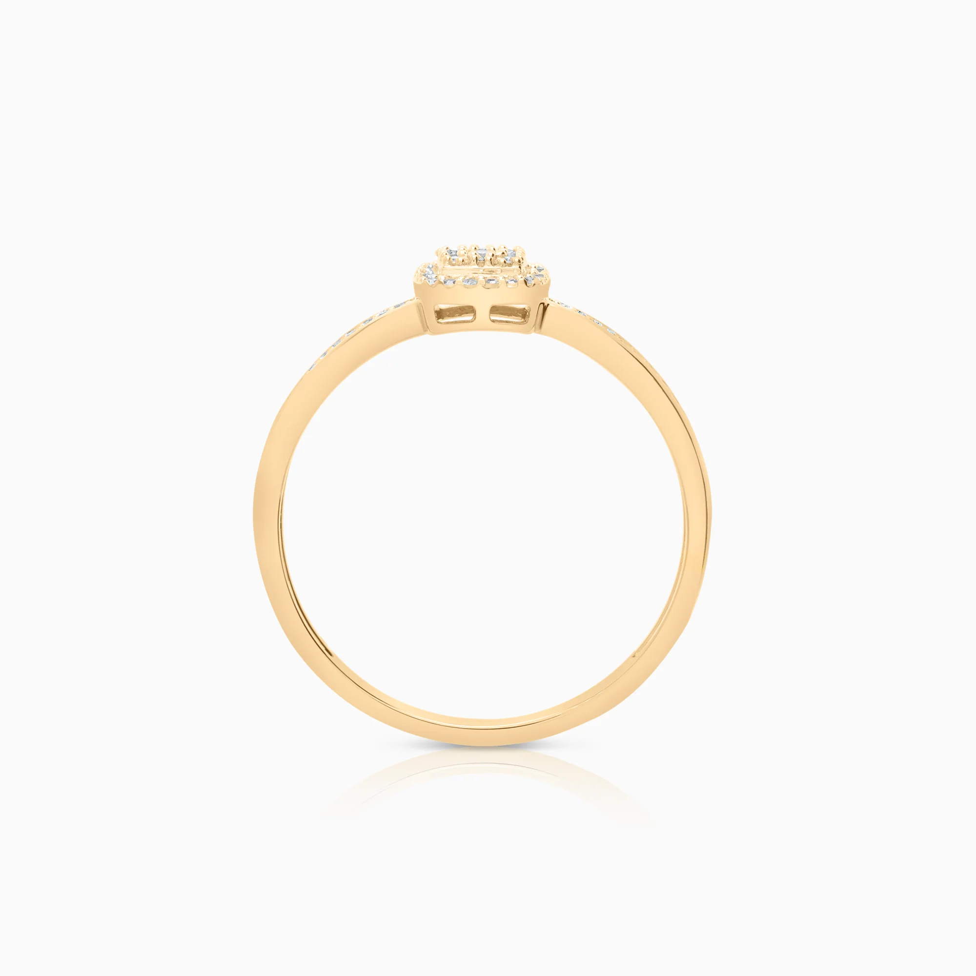 Diamond ring with side stones 0.15ct 18K gold - Image 2