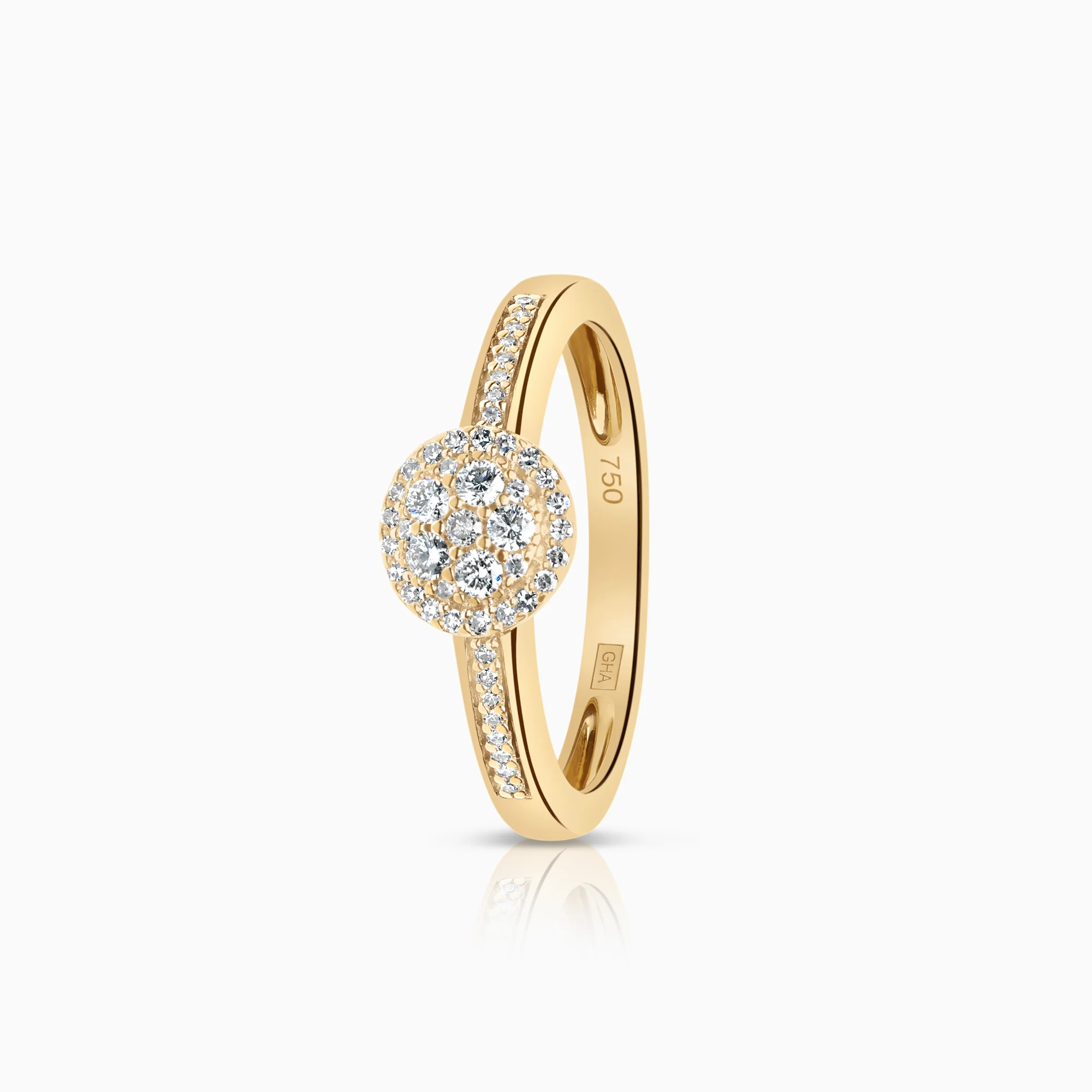 Side stone ring 0.16ct 18K gold