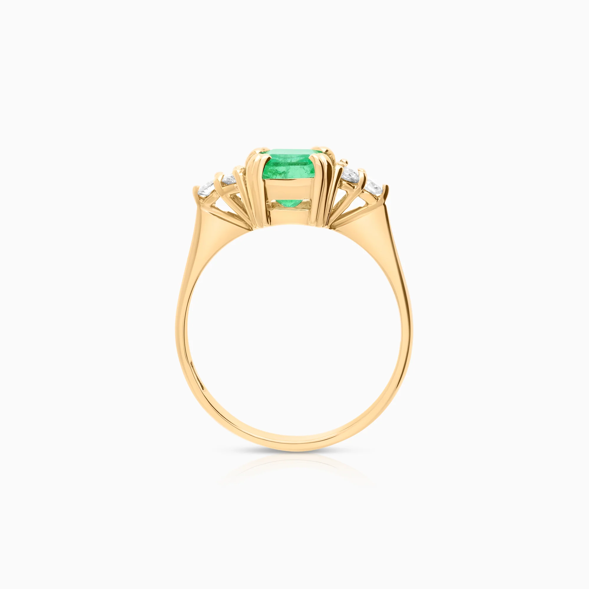 Diamond ring with emerald 0.18ct 18K gold - Image 2