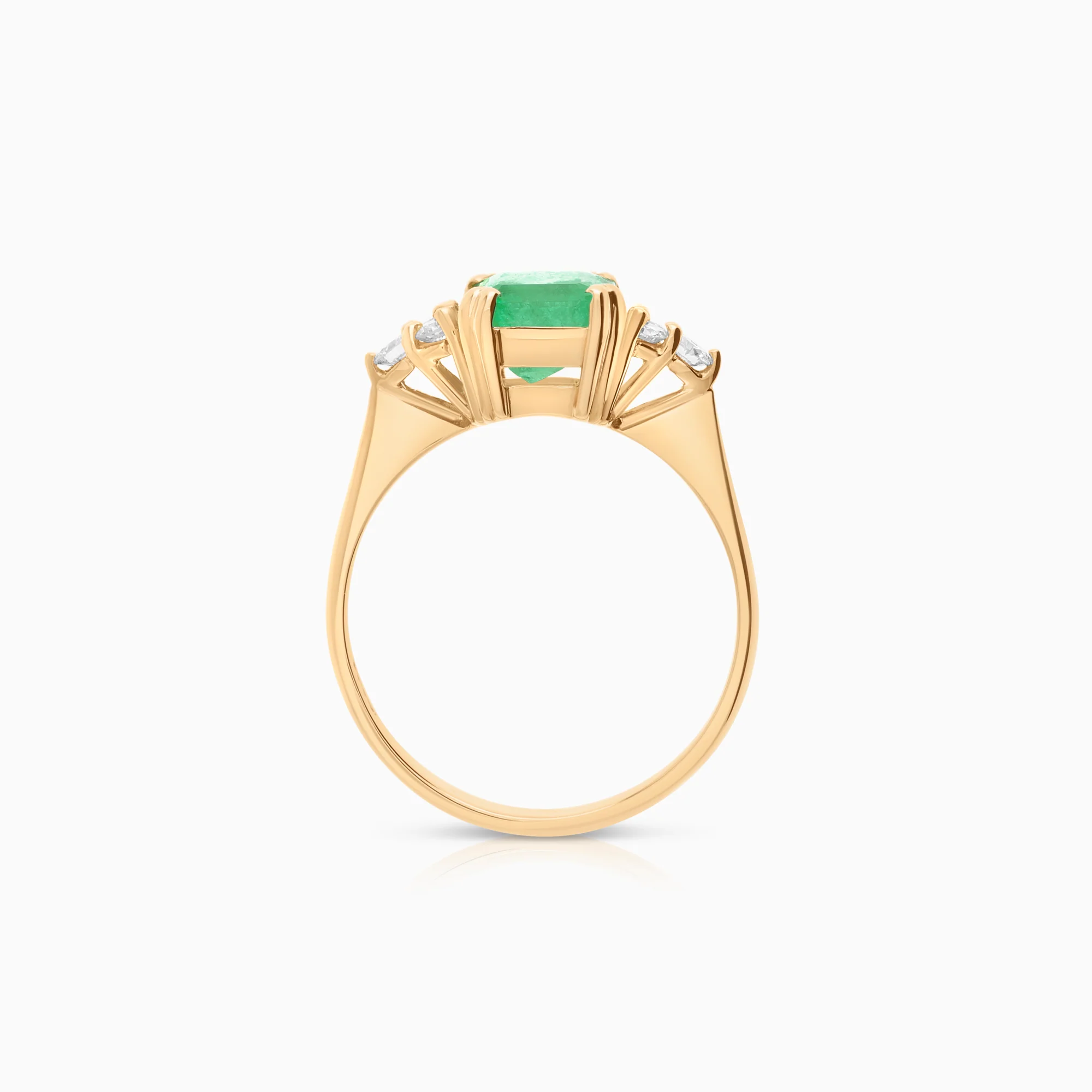 Emerald diamond ring 0.21 ct 18K gold - Image 2