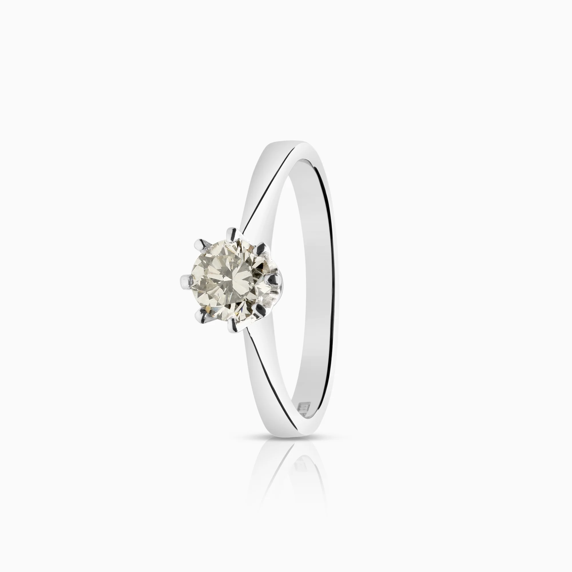 Diamond ring solitaire 0.54ct 18K white gold