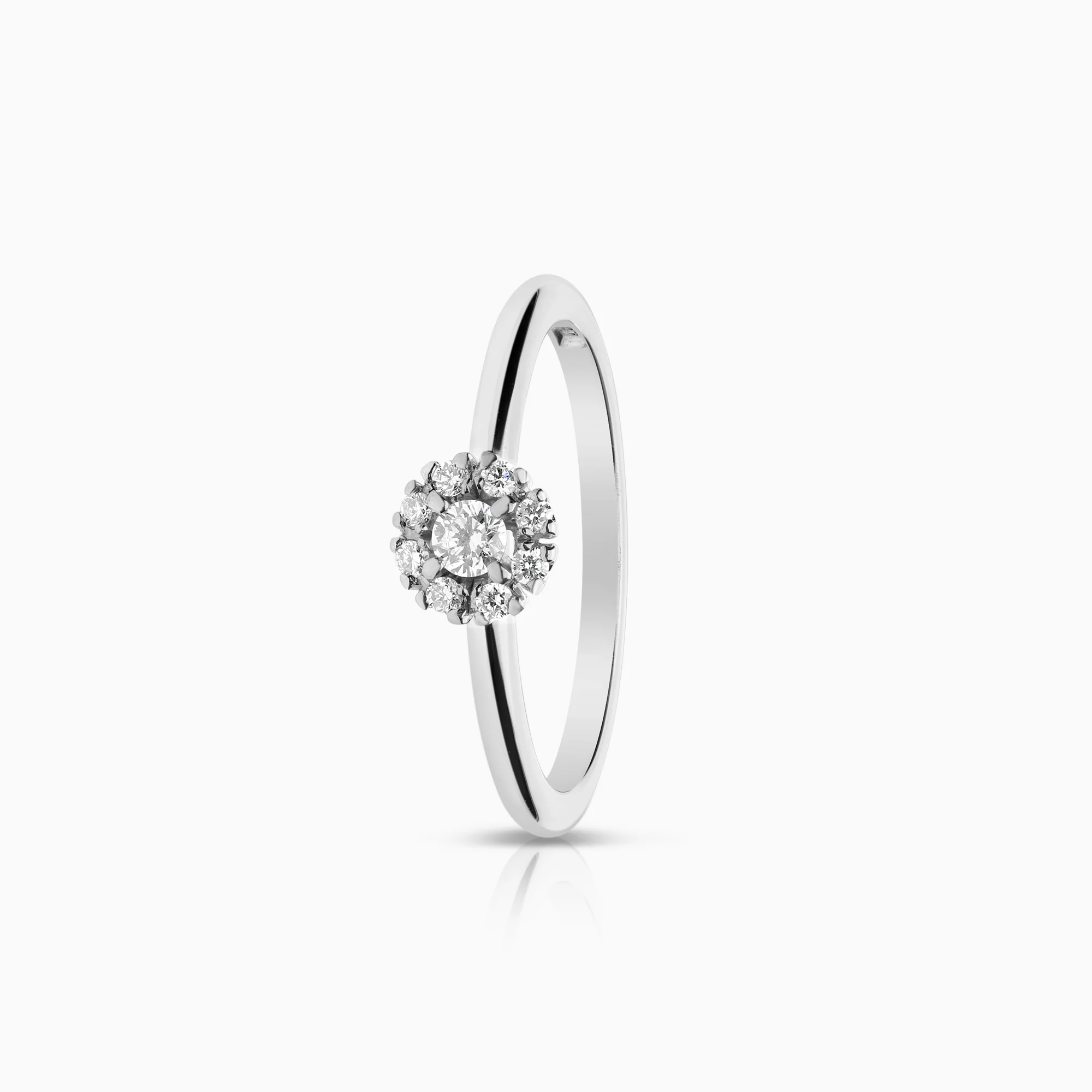 Engelbert diamond ring Halo 0.15ct 18K white gold