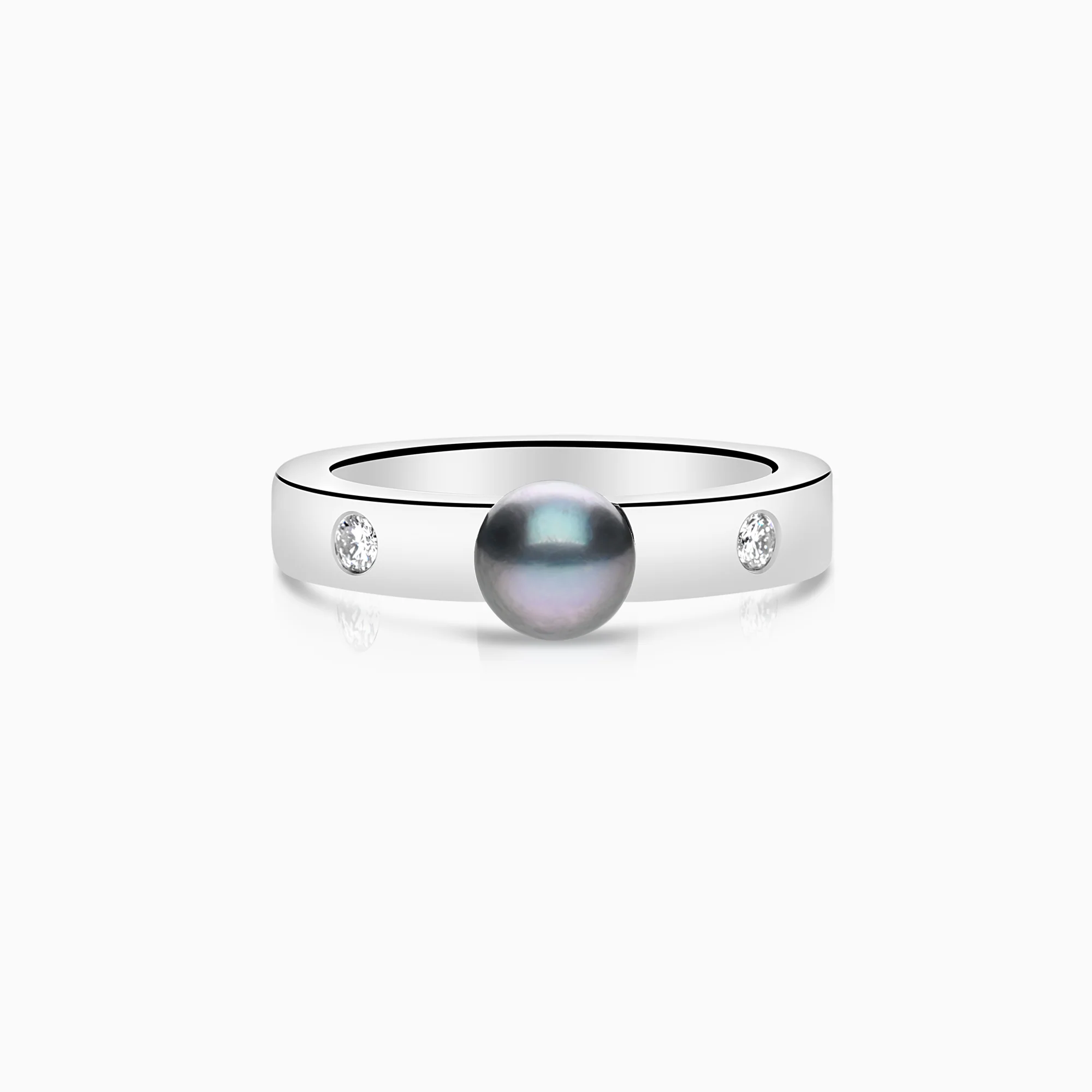 Engelbert diamond ring with Tahiti pearl 0.10ct 18K white gold - Image 3
