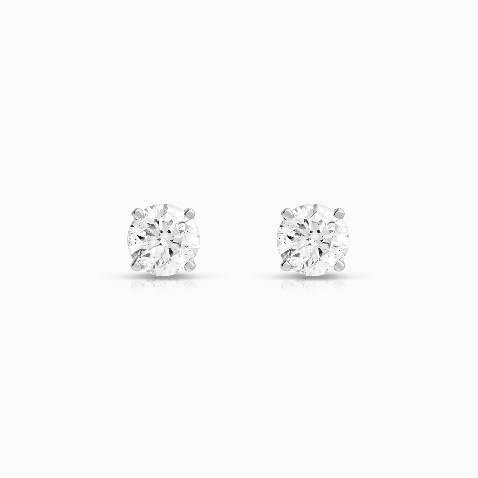 Single-stone earrings with diamonds 1.00ct 14K white gold
