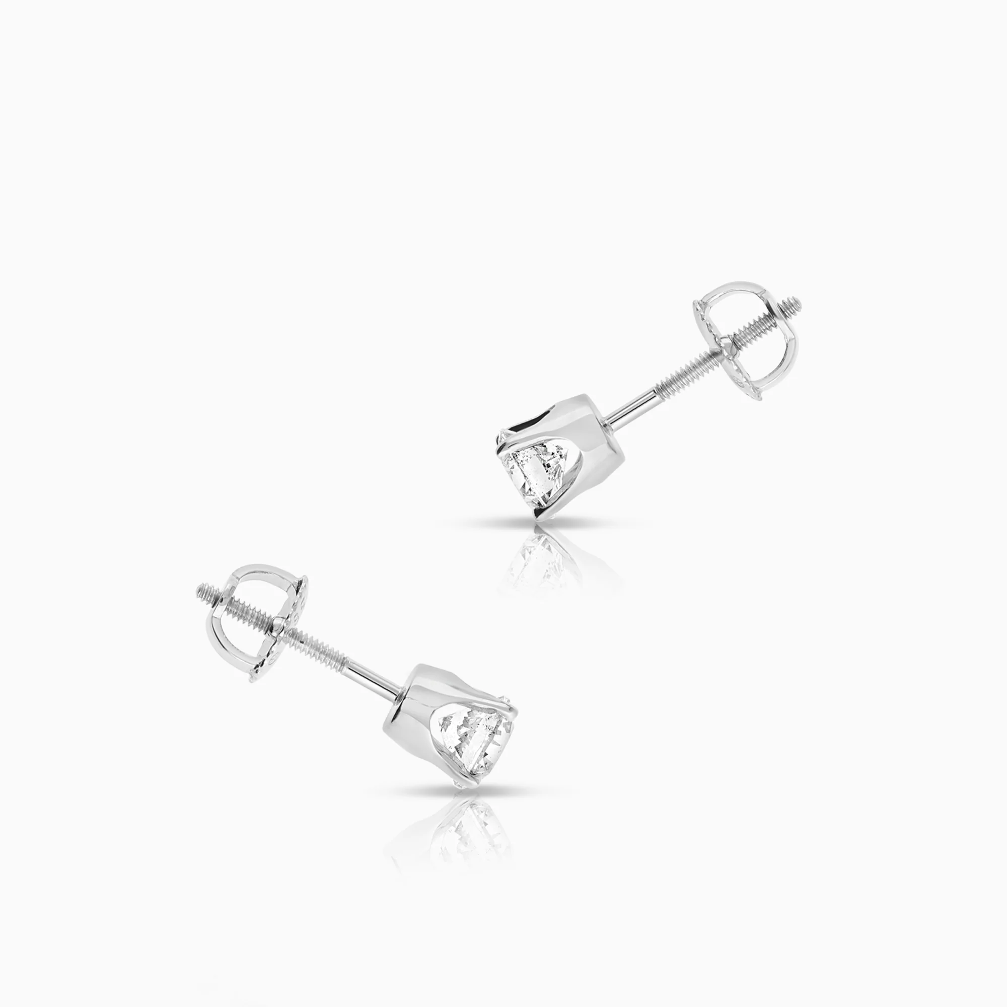Single-stone earrings with diamonds 1.00ct 14K white gold - Image 2