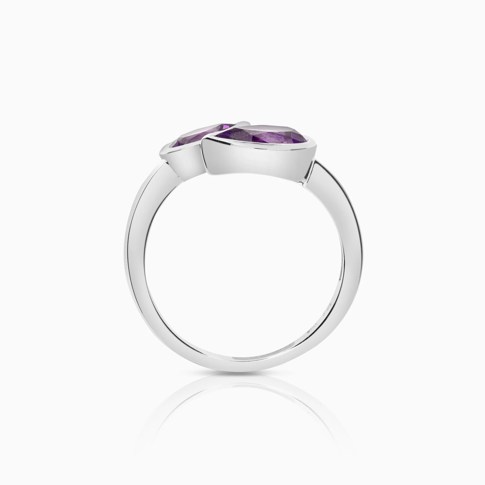 Gemstone ring amethysts 3.75g 18K gold - Image 2