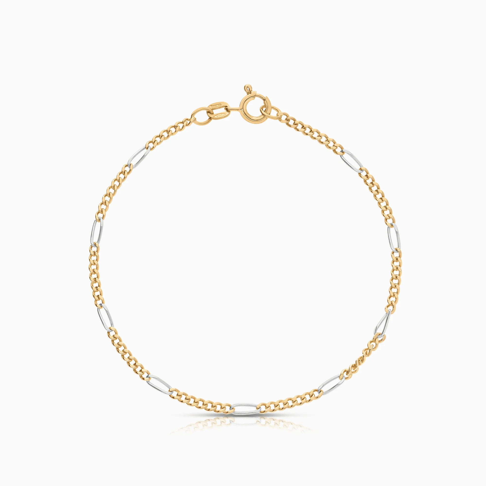 Figaro bracelet 2.54g 18K white/yellow gold