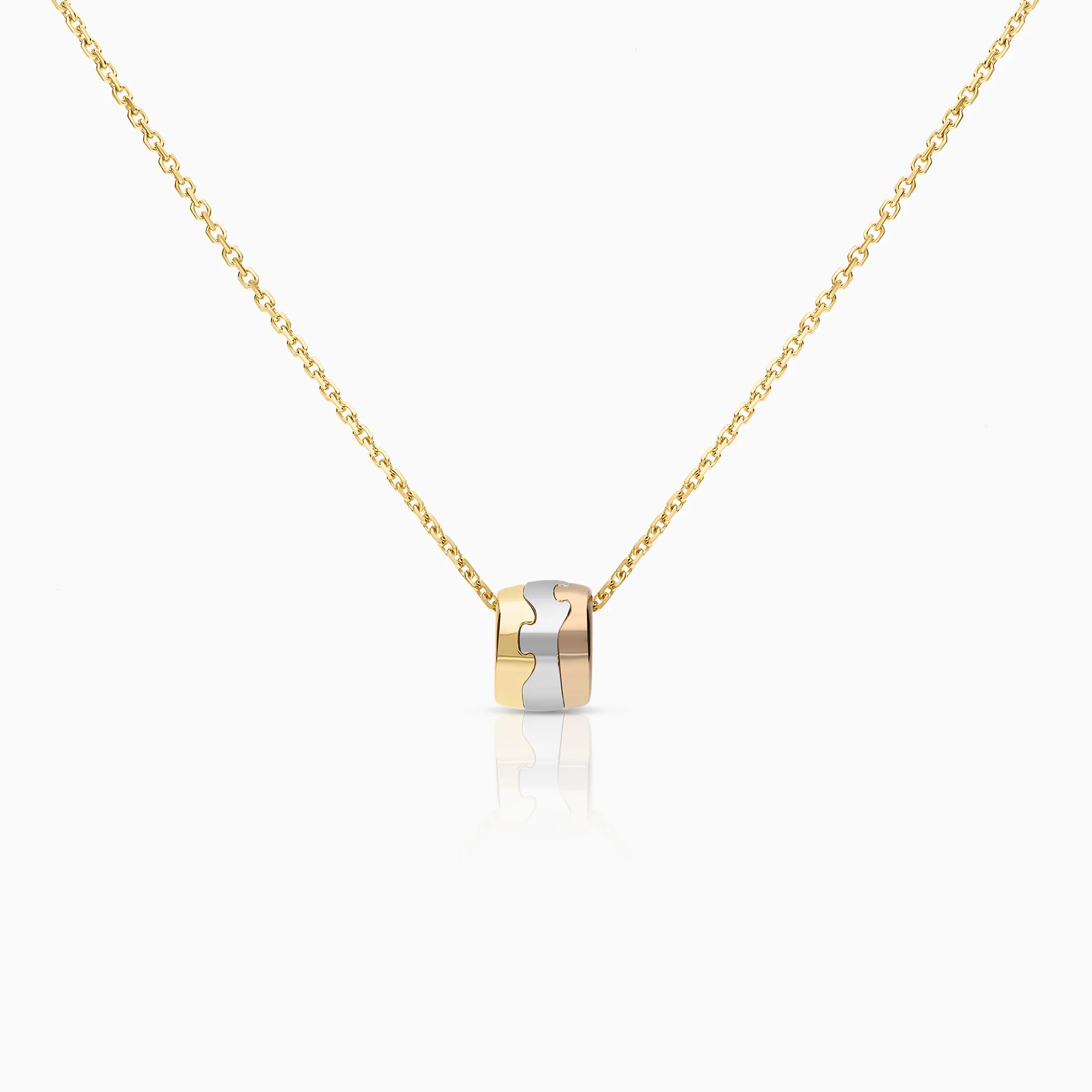 Georg Jensen "Fusion" cable chain with pendant 6.27g 18K gold/white gold/rose gold