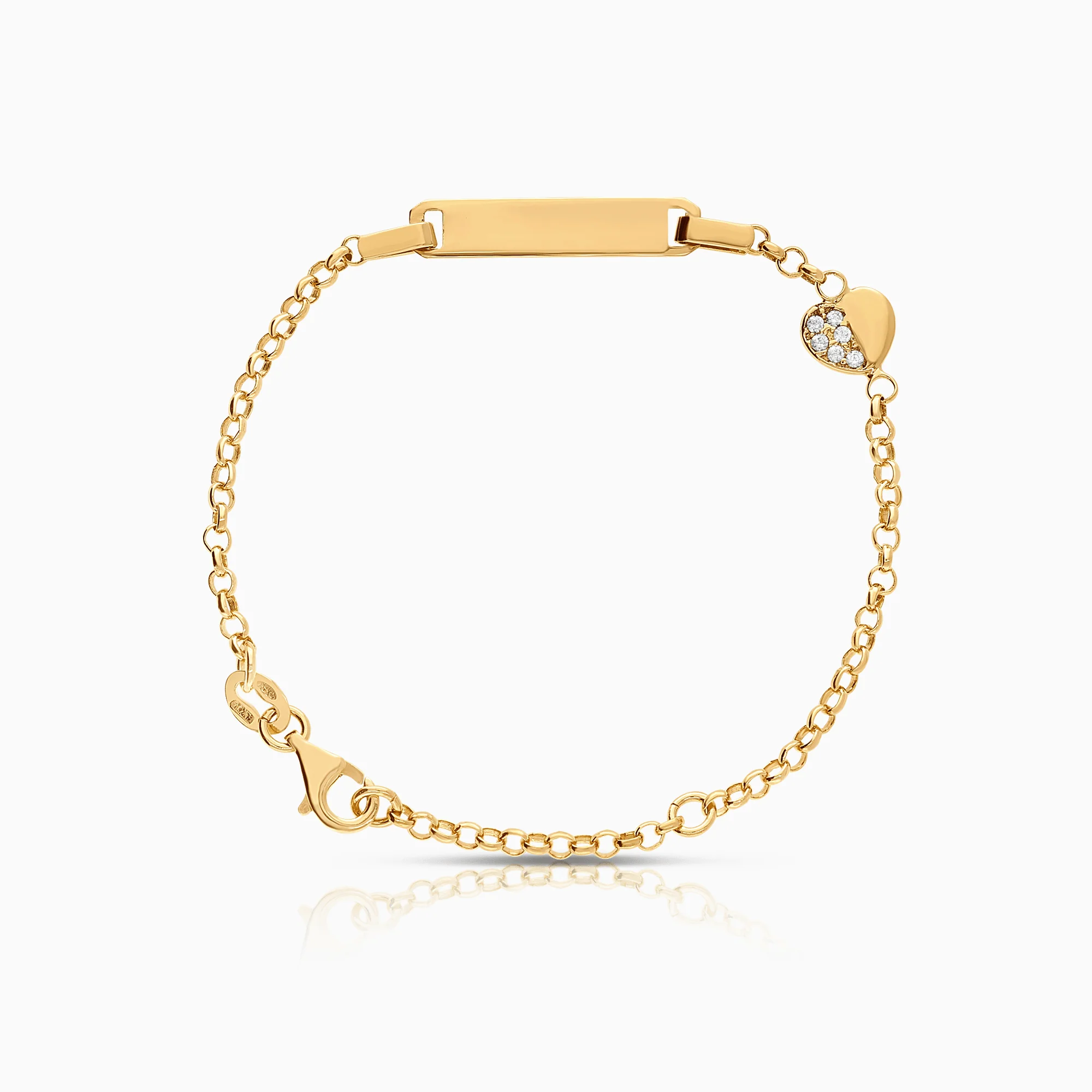 Gold bracelet with bead link and white cubic zirconia 2.40g 18K gold