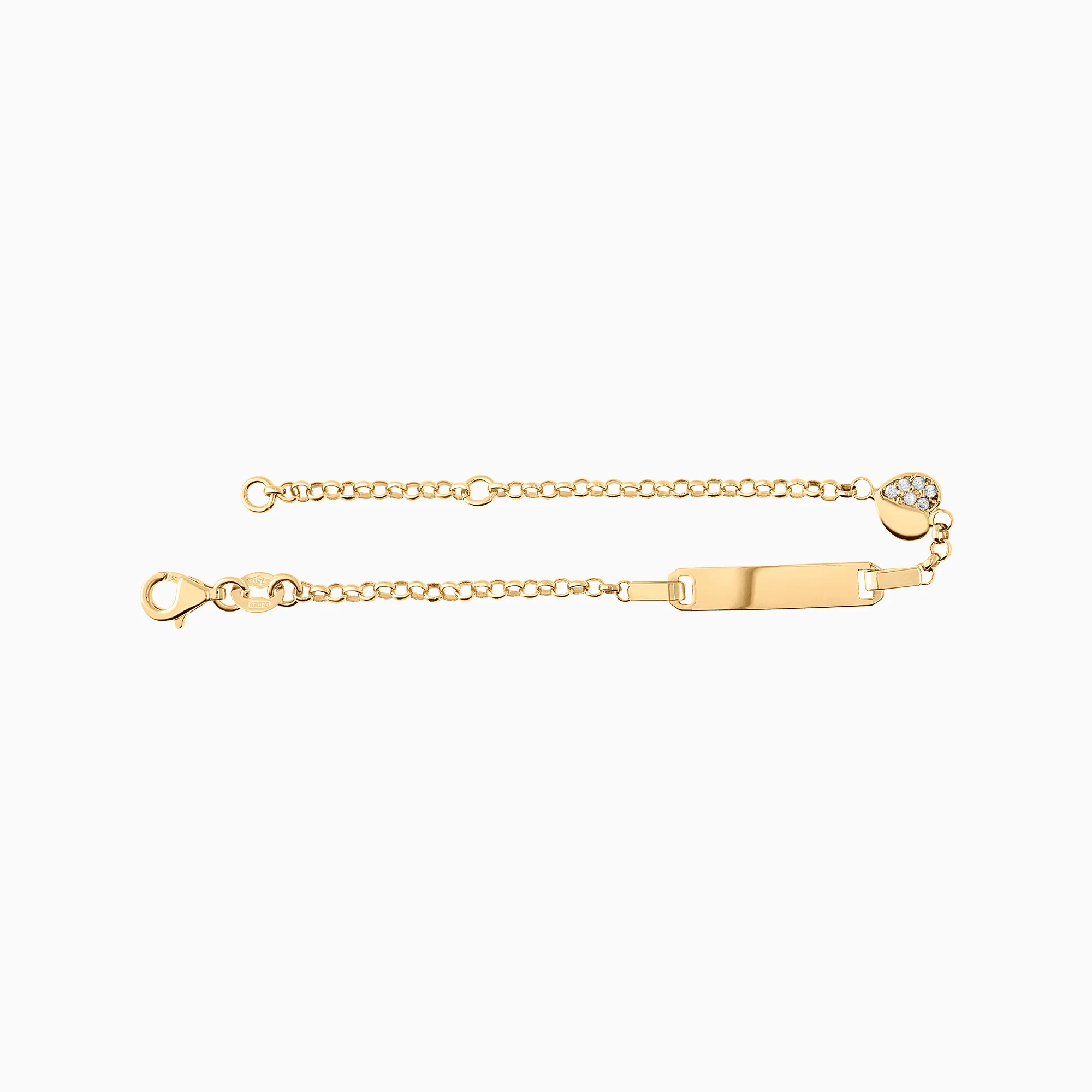Gold bracelet with bead link and white cubic zirconia 2.40g 18K gold - Image 2