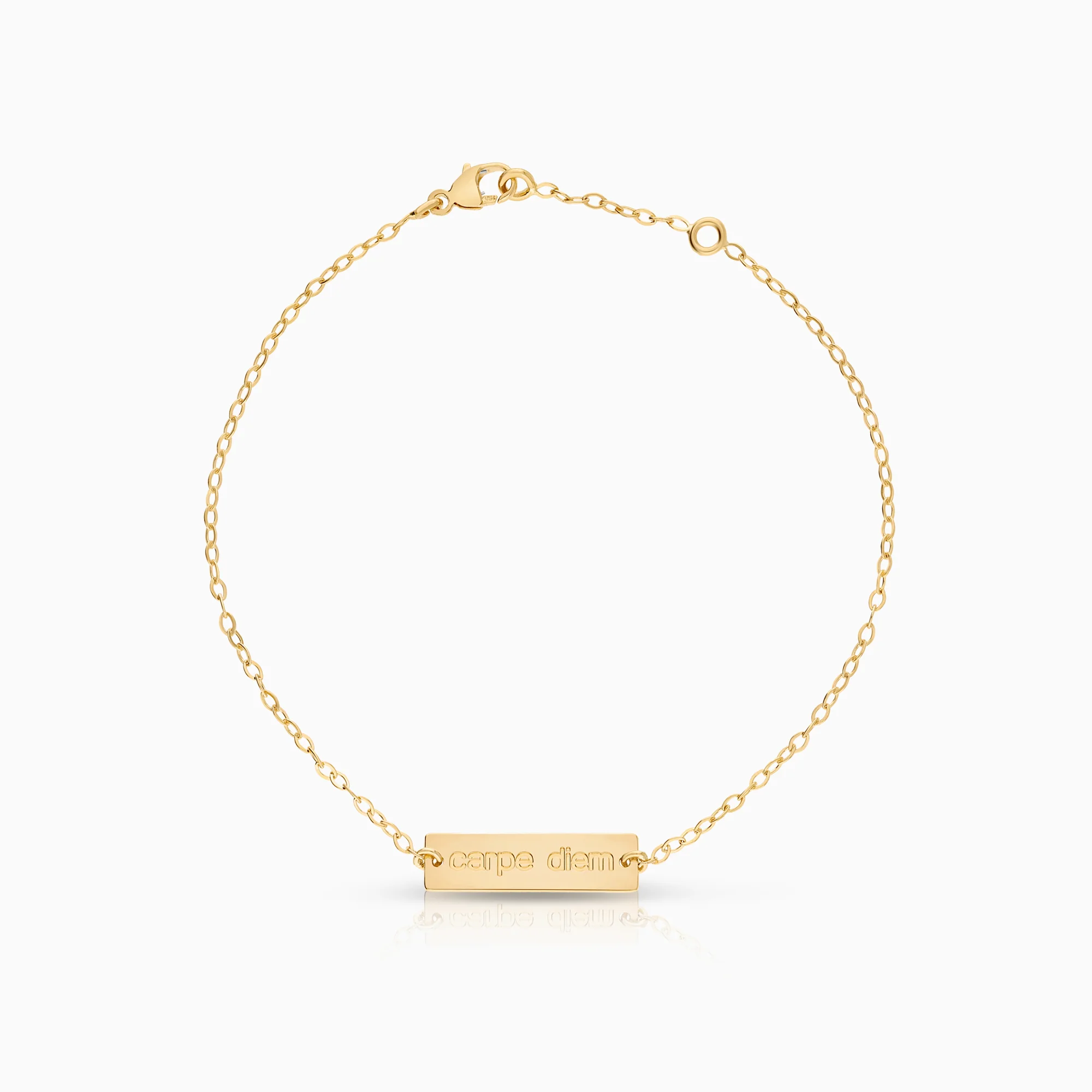 Gold bracelet with "carpe diem" bar 1.51g 18K gold