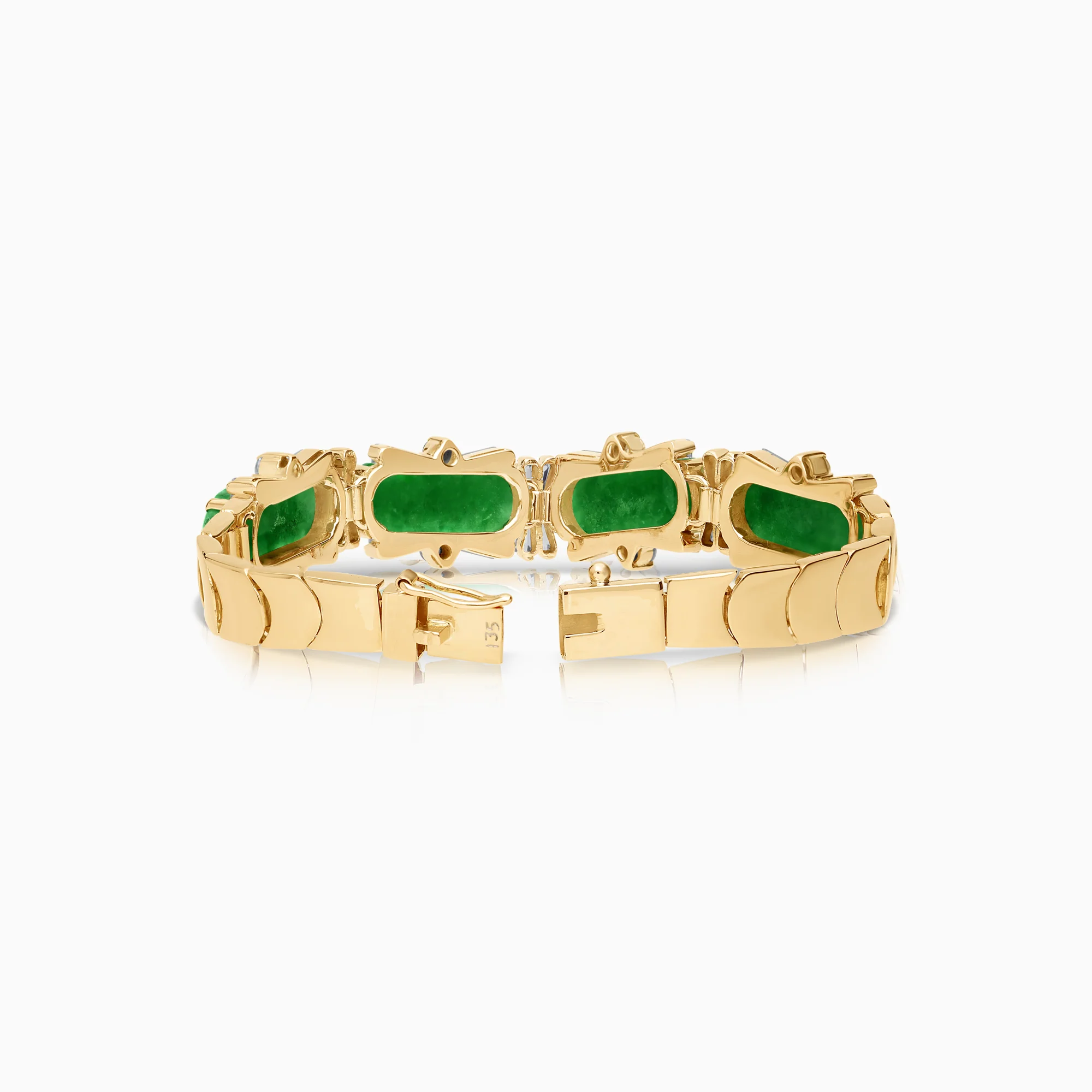 Gold bracelet with green stones 26.78g 18K gold - Image 3