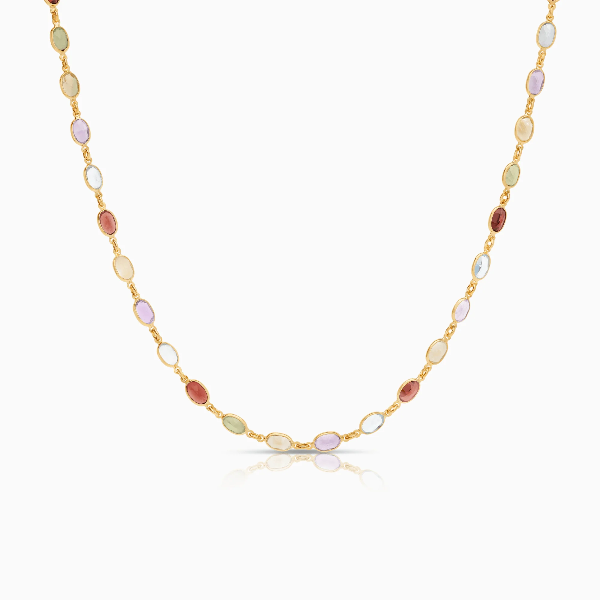Gold necklace with colored stones 9.80g 18K gold