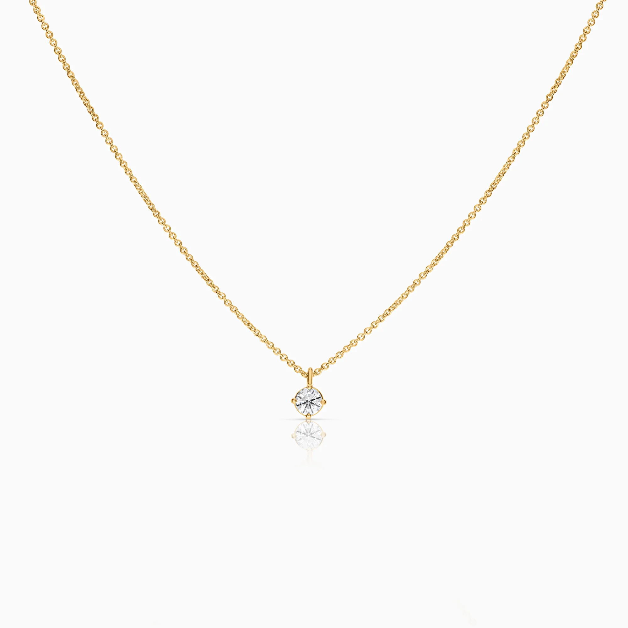 Gold necklace with solitaire pendant diamond 0.50ct 18K gold