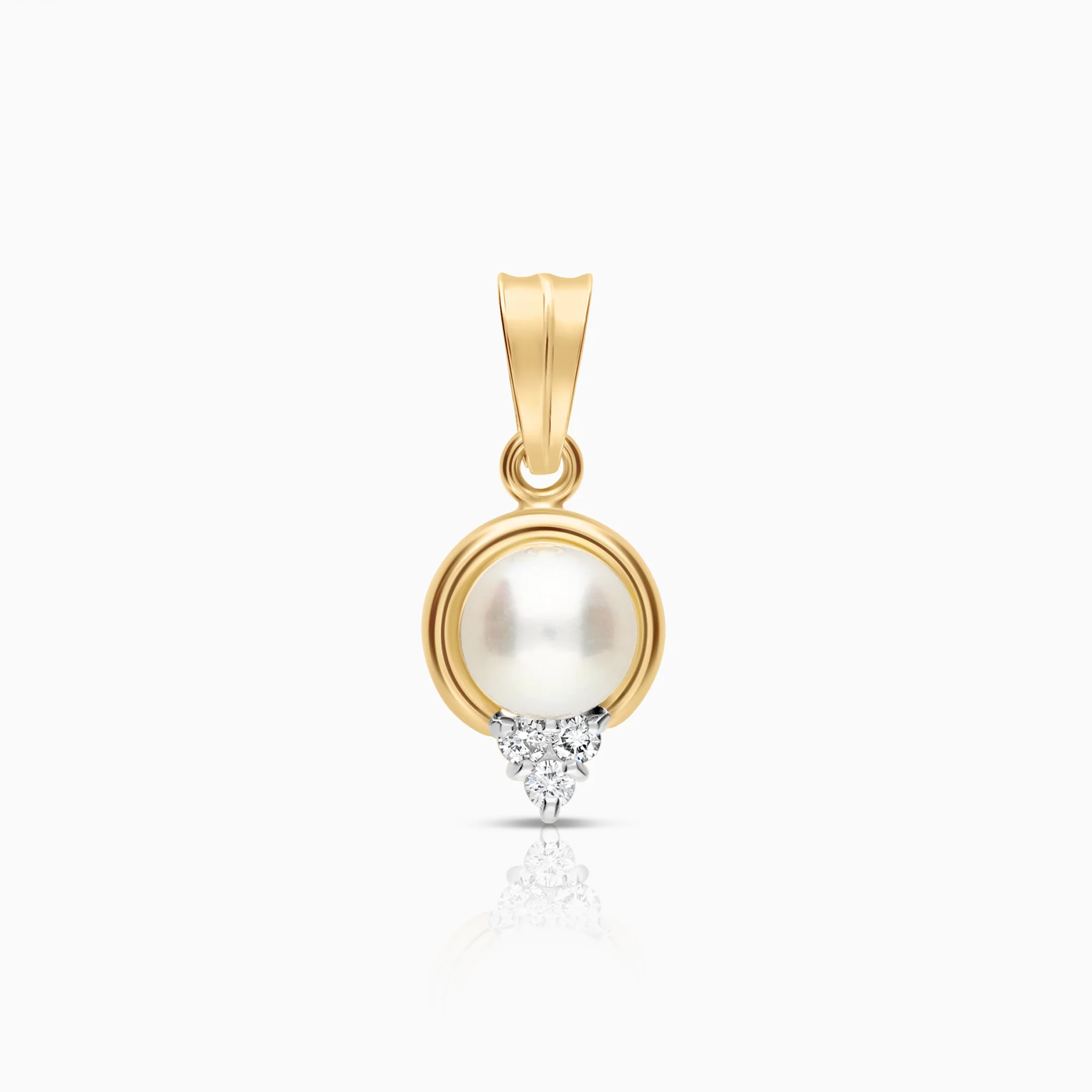 Pendant with diamonds and pearl 0.03ct 14K gold