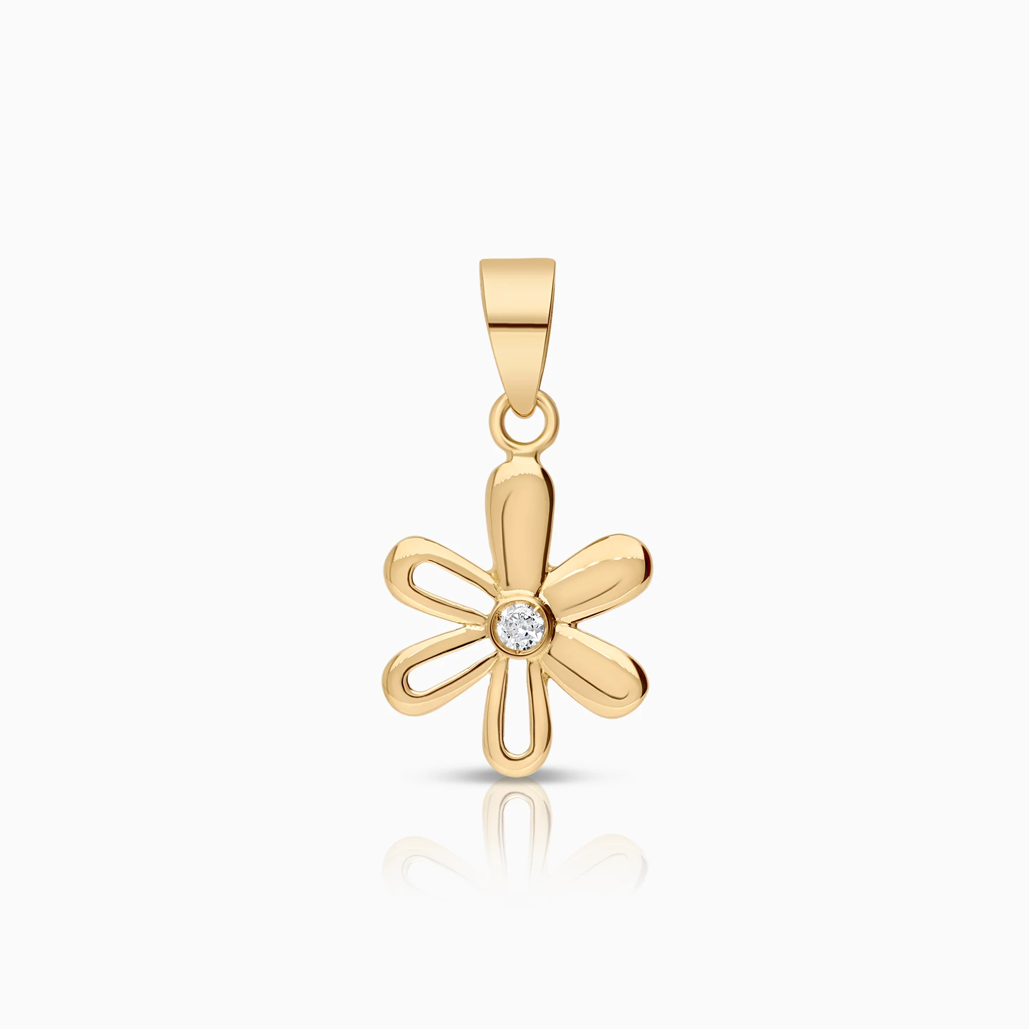 Gold flower pendant cubic 0.83g 18K gold