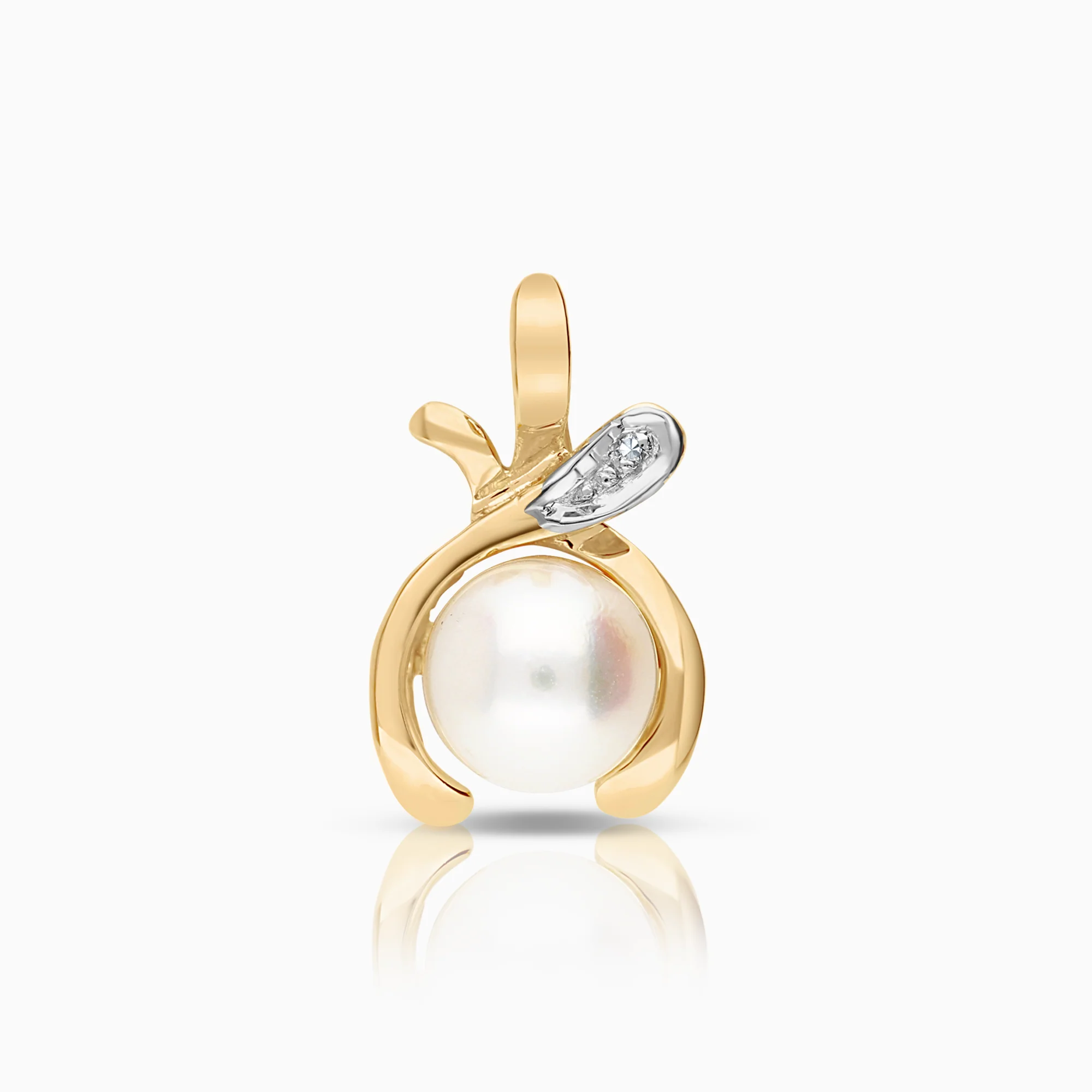 Pendant with pearl and diamond 0.003ct 18K gold