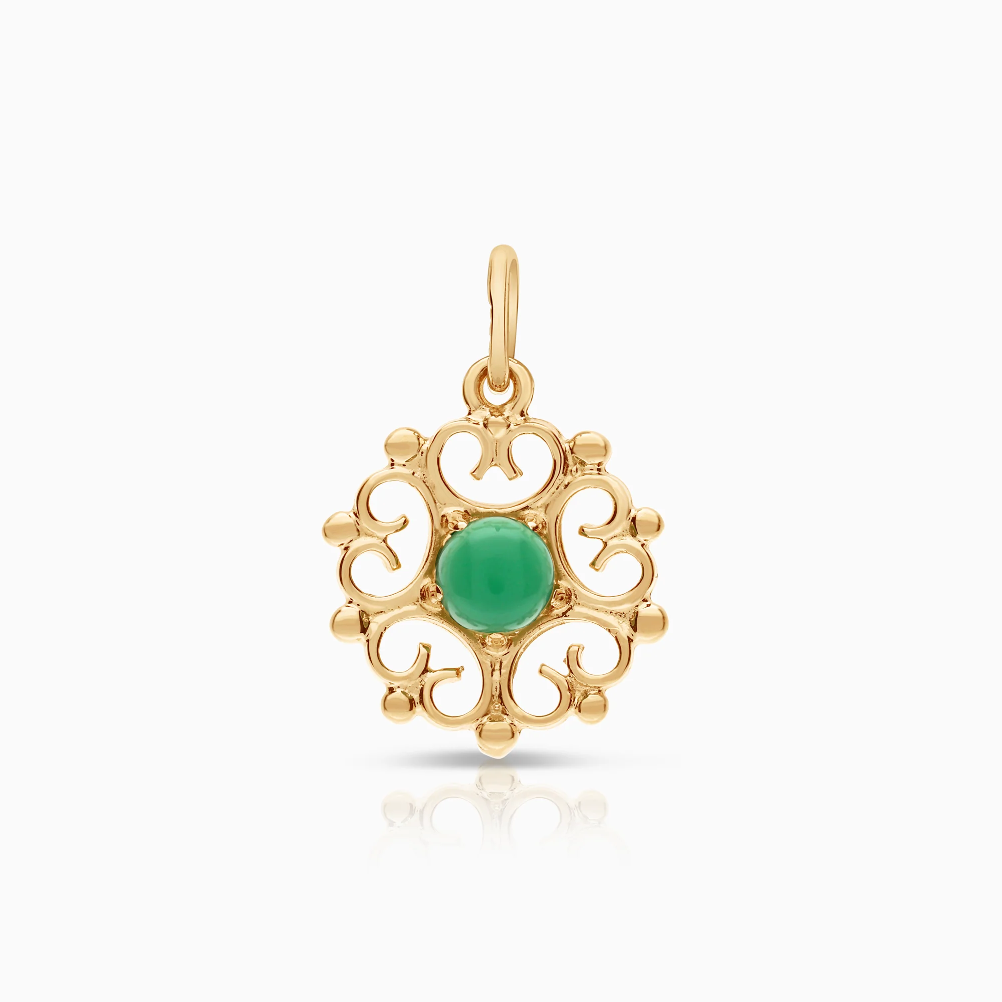 Gold pendant green stone 2.33g 18K gold