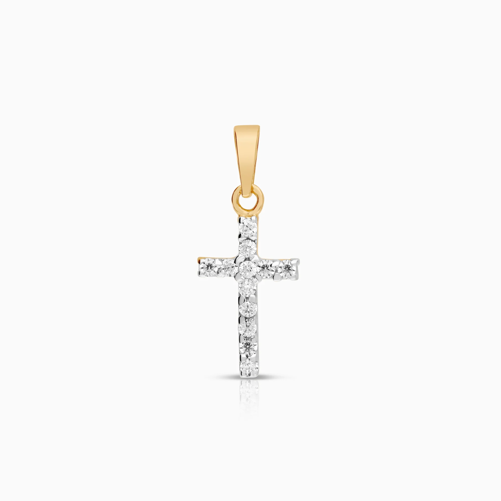Gold cross with cubic zirconia 1.26g 18K gold