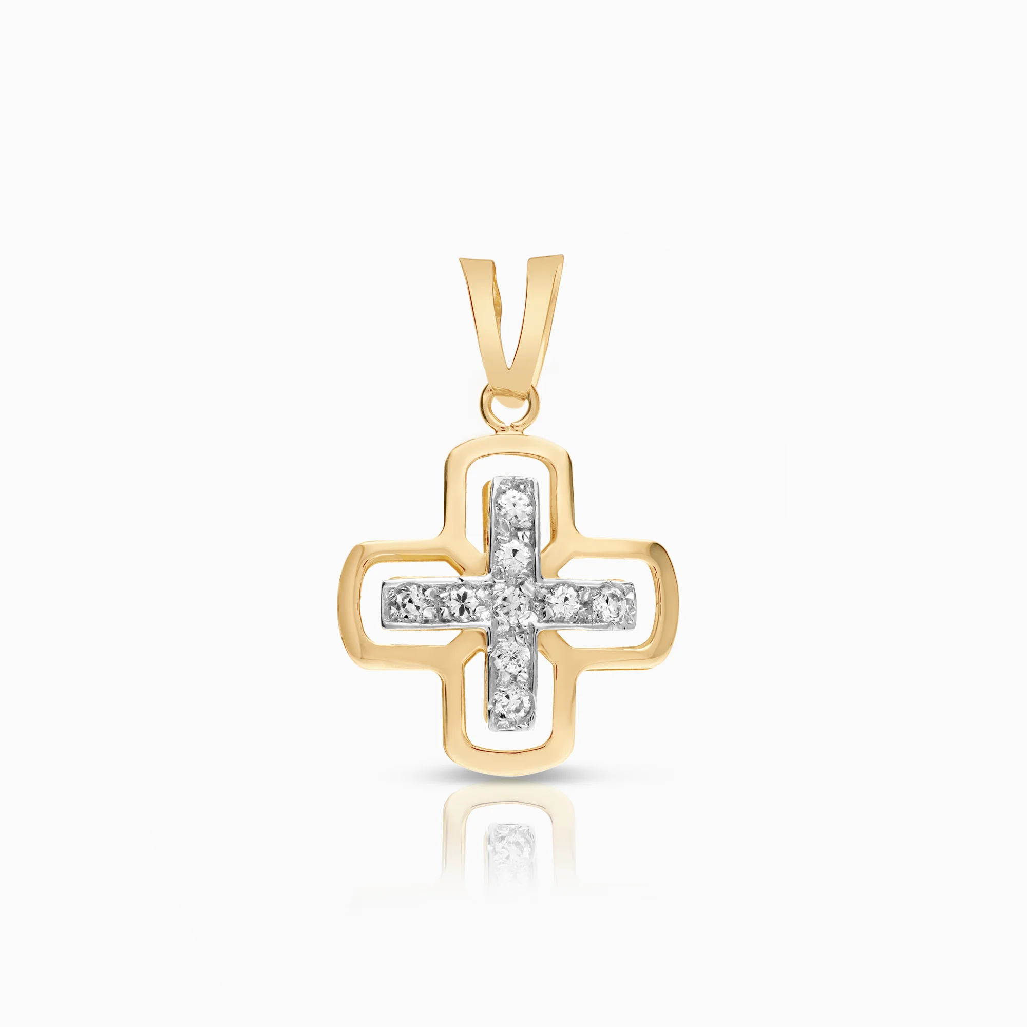 Gold cross with cubic zirconia 2.38g 18K gold