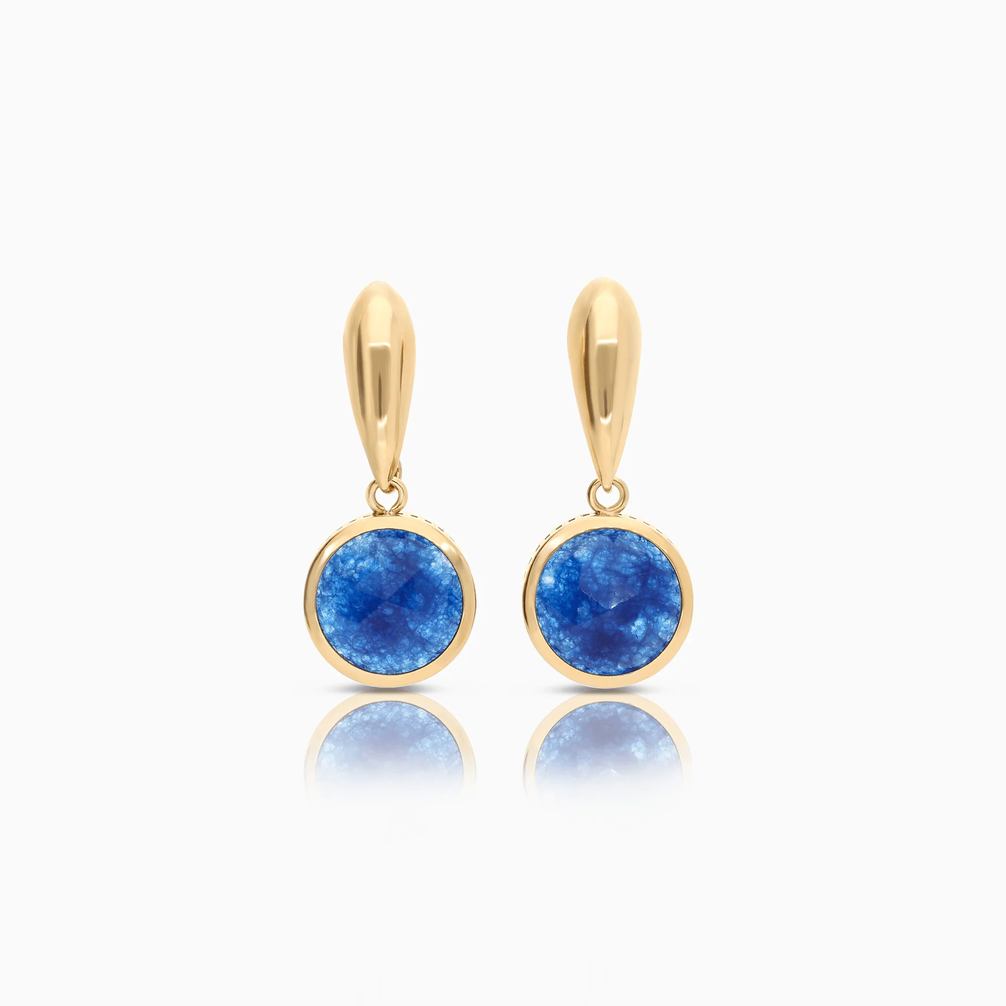 Gold earrings with blue stones 1.34g 18K gold
